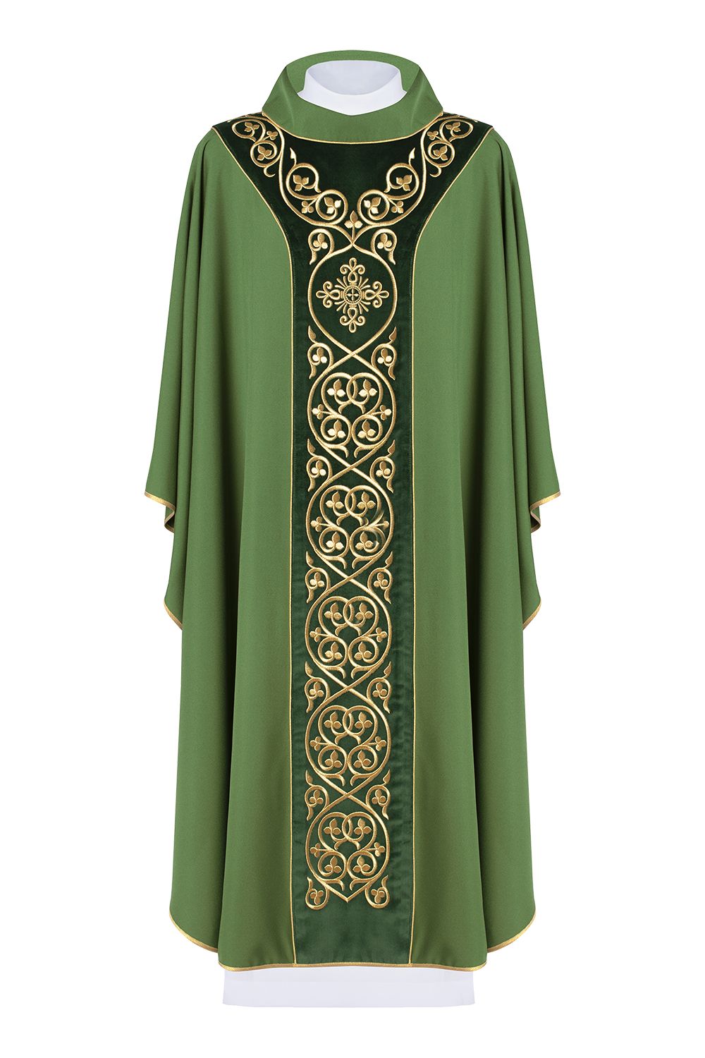 Ornat zdobiony haftem na aksamicie - zielony (H43) - Ornaty zielone - Nowość