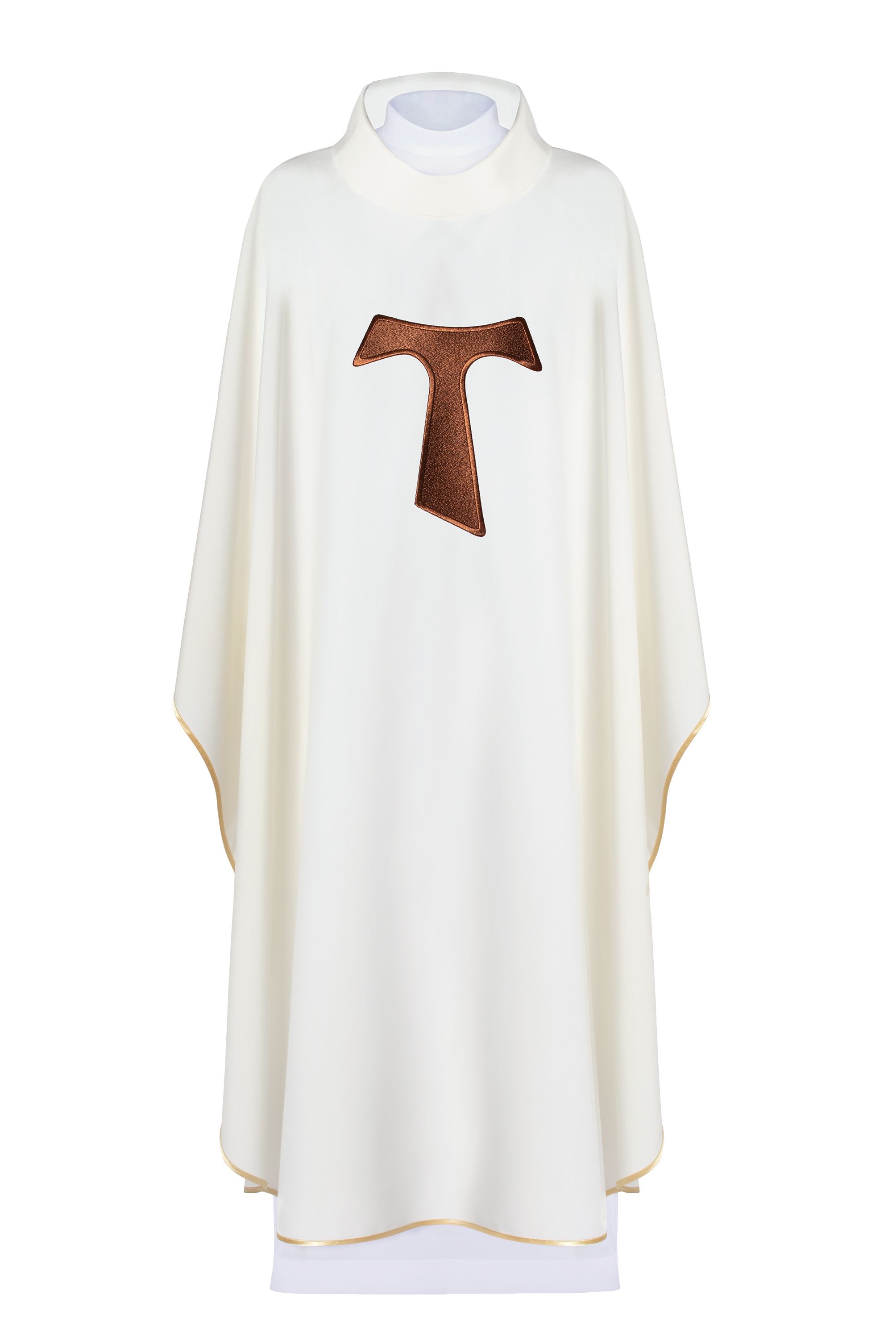 Ornat zdobiony franciszkańskim krzyżem TAU - ecru - Ornaty białe/ ecru - Nowość