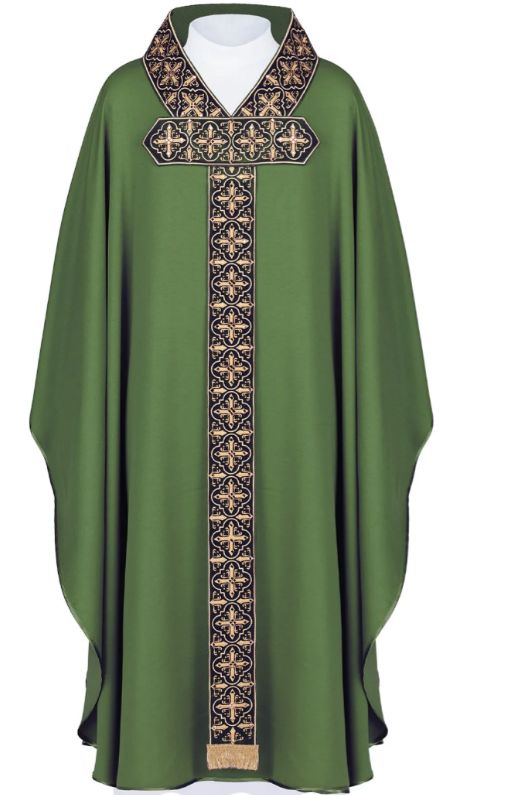Ornat haftowany z ozdobnymi kamieniami - zielony (H51) - Ornaty zielone - Nowość