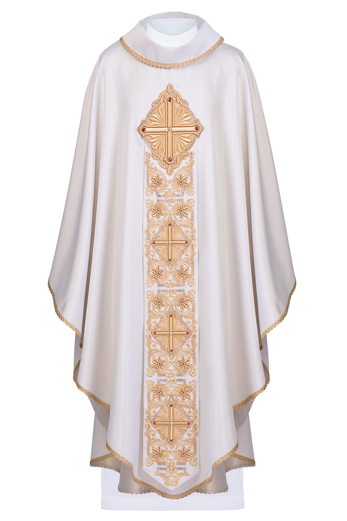 Ornat bogato haftowany, ozdobne kamienie - złoty (H58) - Ornaty złote/srebrne - Nowość