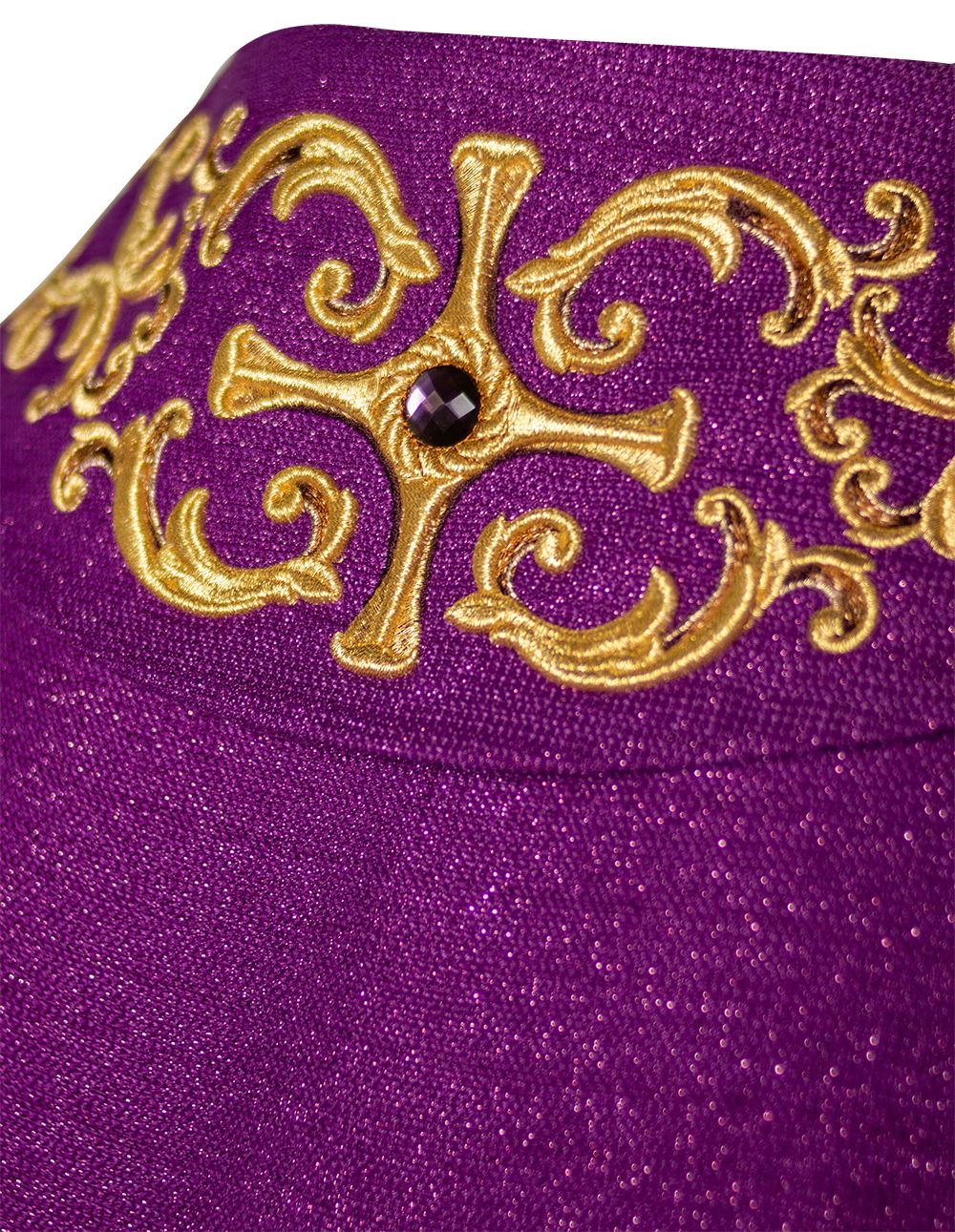Ornat bogato haftowany, ozdobne kamienie - fioletowy (H64) - Ornaty fioletowe - zdjęcie 4 - Ornat bogato haftowany, ozdobne kamienie - fioletowy (H64)
