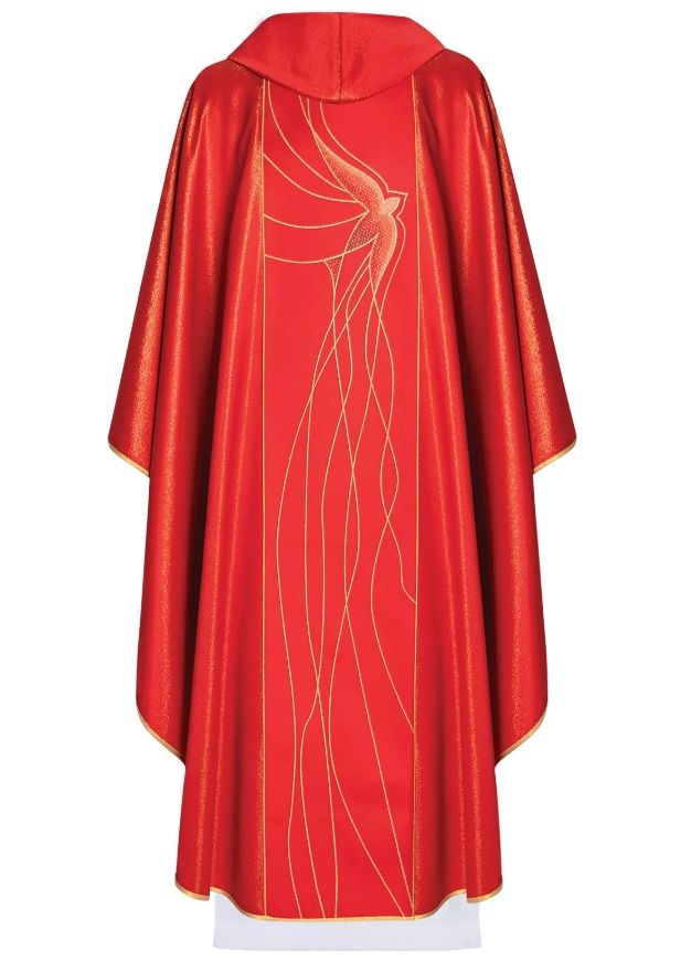 Ornat z symbolem Ducha Świętego - czerwony (H65) - Ornaty czerwone - zdjęcie 2 - Ornat z symbolem Ducha Świętego - czerwony (H65)