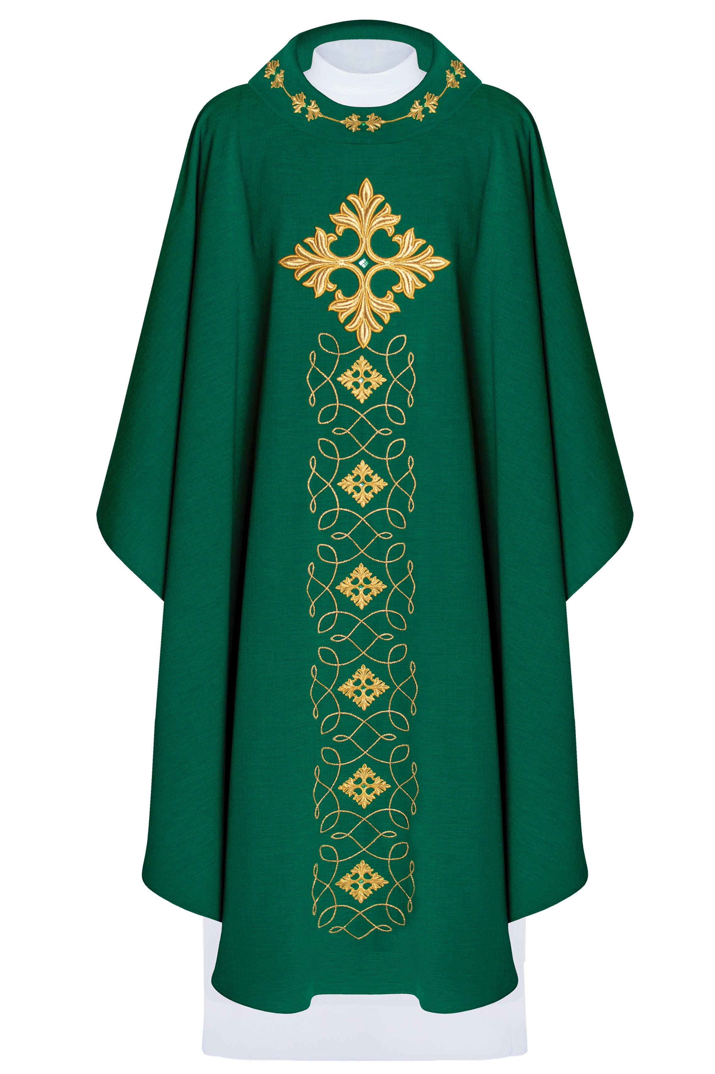 Ornat bogato haftowany, ozdobne kamienie - zielony (H69) - Ornaty zielone - Nowość