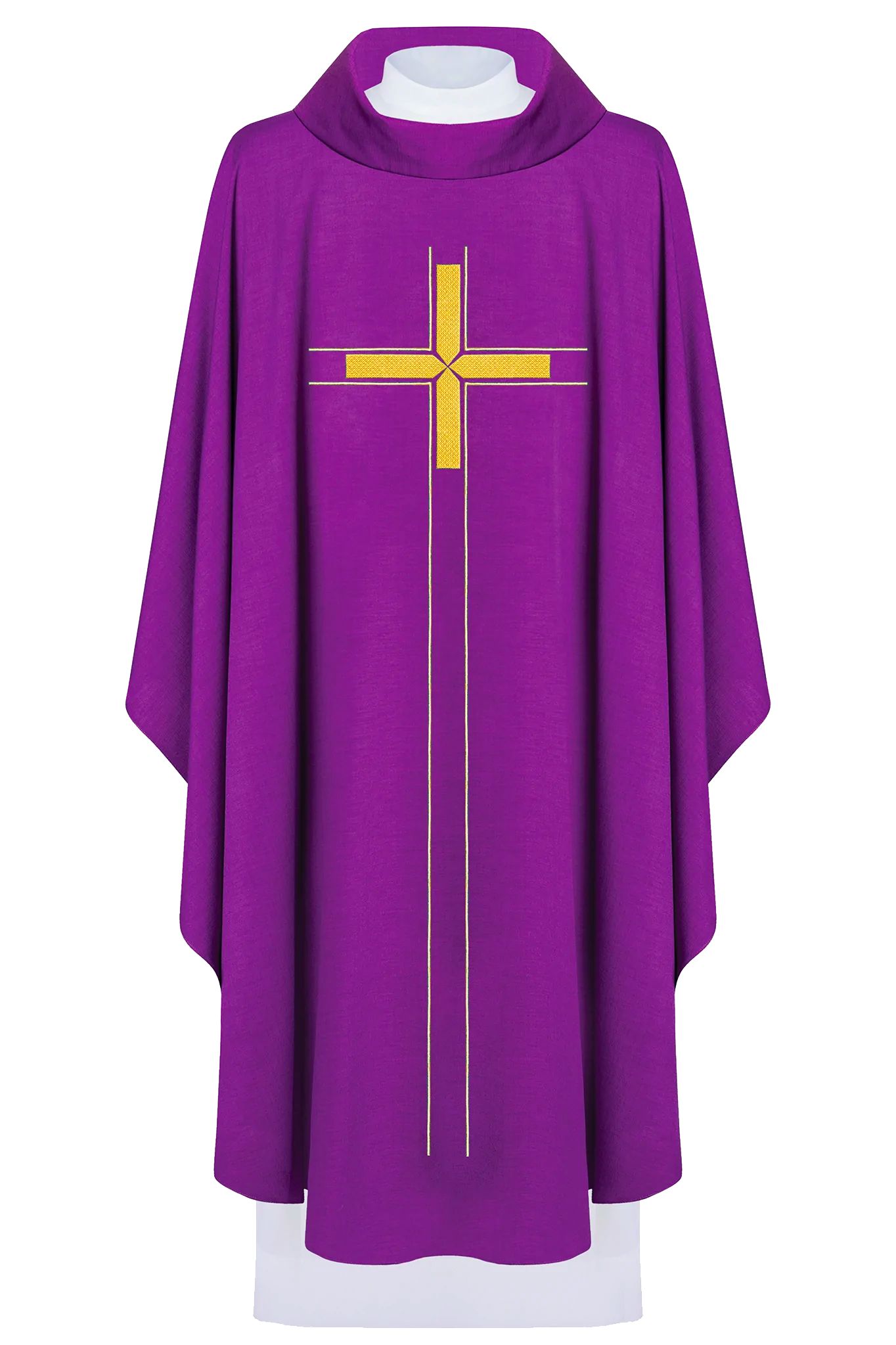 Ornat haftowany z krzyżem - fiolet (H72) - Ornaty fioletowe - Nowość