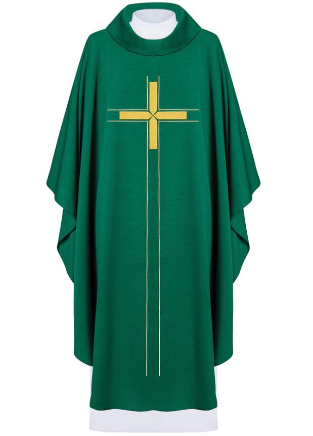 Ornat haftowany z krzyżem - zielony (H73) - Ornaty zielone - Nowość