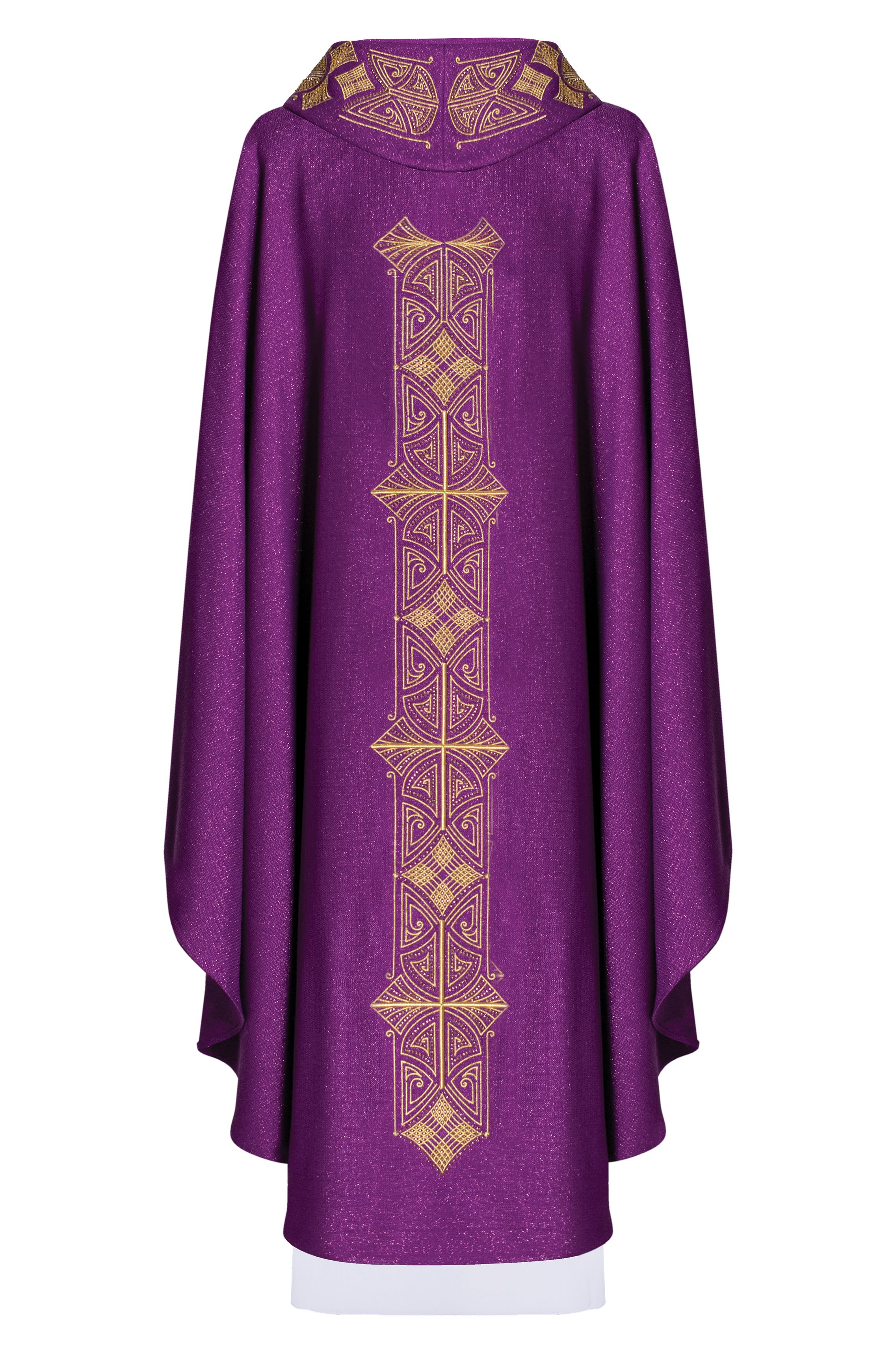 Ornat bogato haftowany, tkanina błyszcząca - fioletowy (H81) - ORNATY NA WIELKI POST - zdjęcie 2 - Ornat bogato haftowany, tkanina błyszcząca - fioletowy (H81)