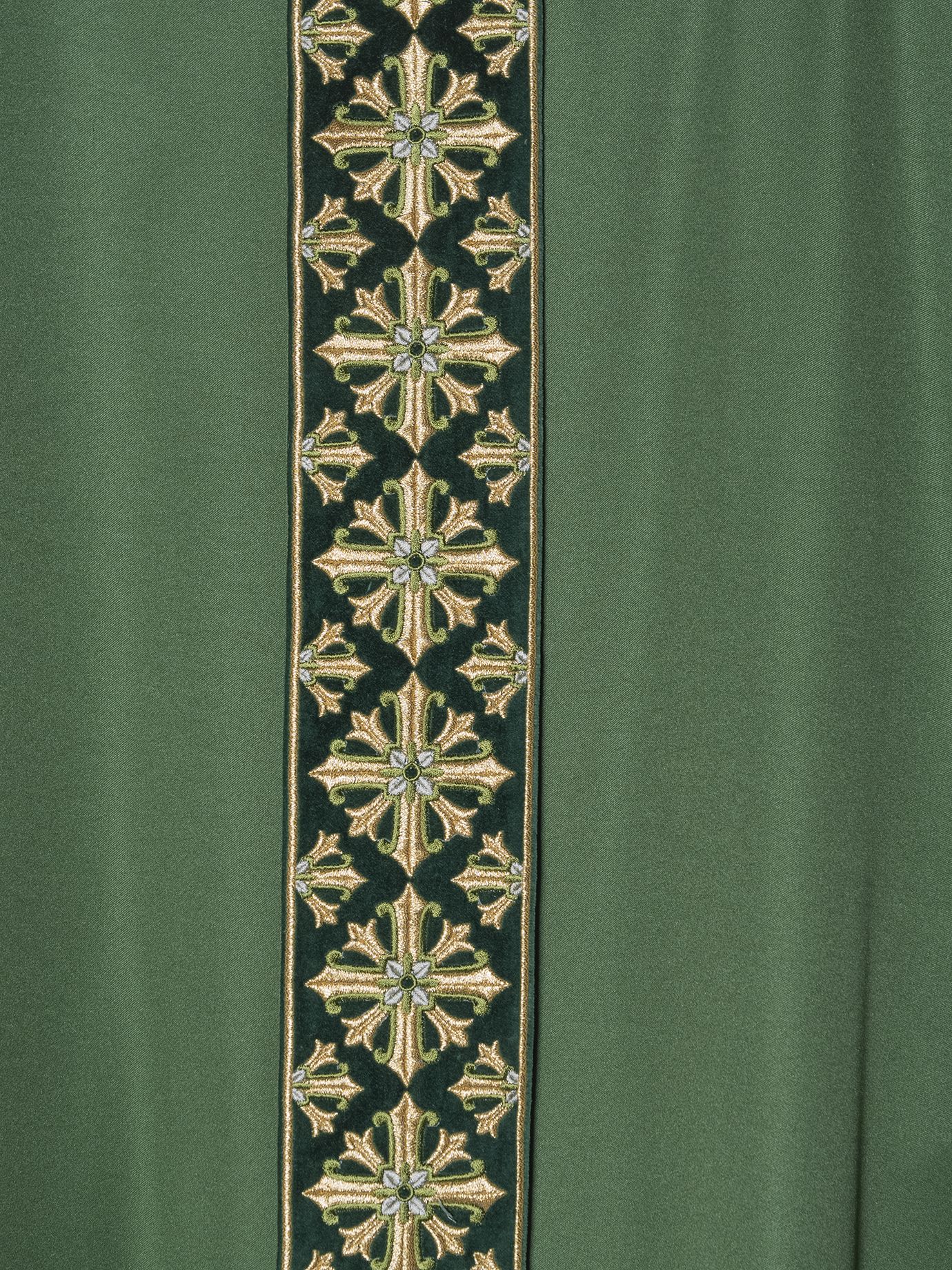 Ornat z haftowanym pasem i kołnierzem. motyw krzyża - zielony (H86) - Ornaty zielone - zdjęcie 4 - Ornat z haftowanym pasem i kołnierzem. motyw krzyża - zielony (H86)