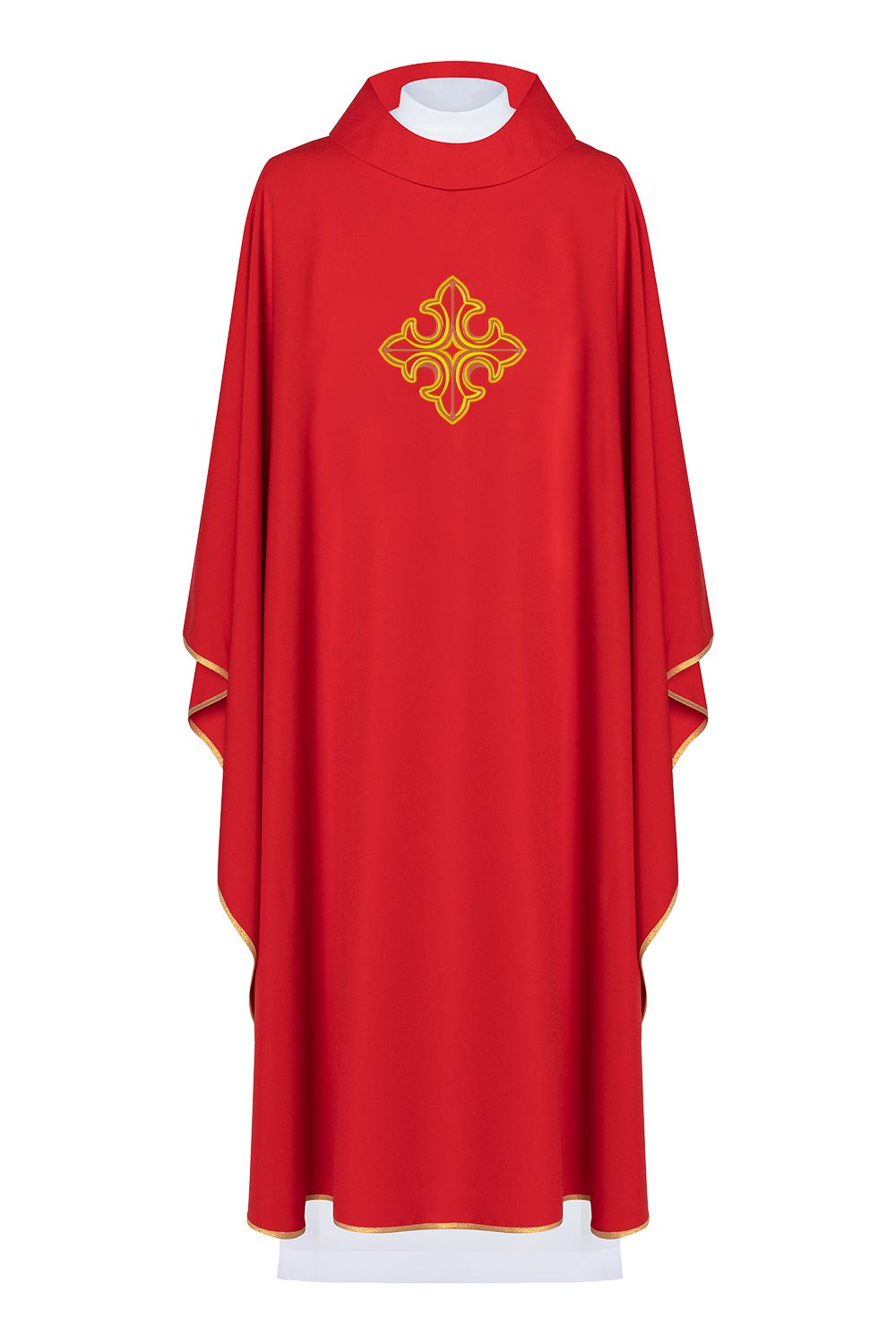 Ornat haftowany z symbolem krzyża - czerwony (H91) - Ornaty do koncelebry - Nowość