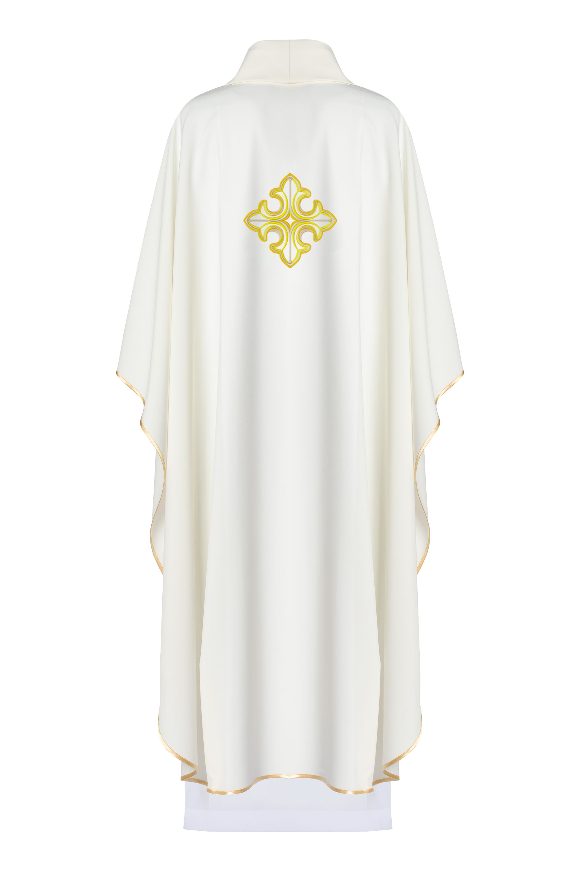 Ornat haftowany z symbolem krzyża - ecru (H92) - Ornaty białe/ ecru - zdjęcie 2 - Ornat haftowany z symbolem krzyża - ecru (H92)