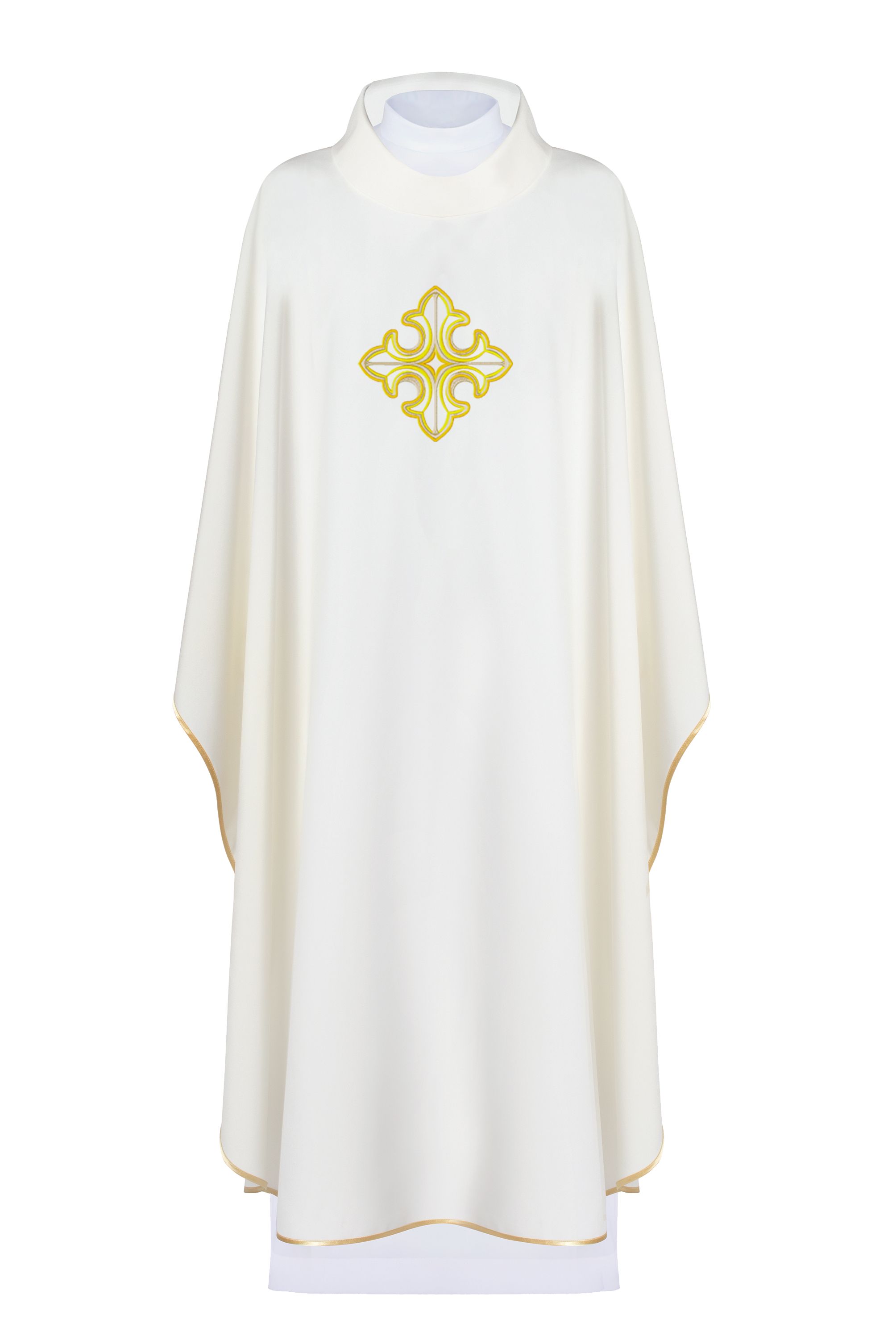 Ornat haftowany z symbolem krzyża - ecru (H92) - Ornaty białe/ ecru - Nowość