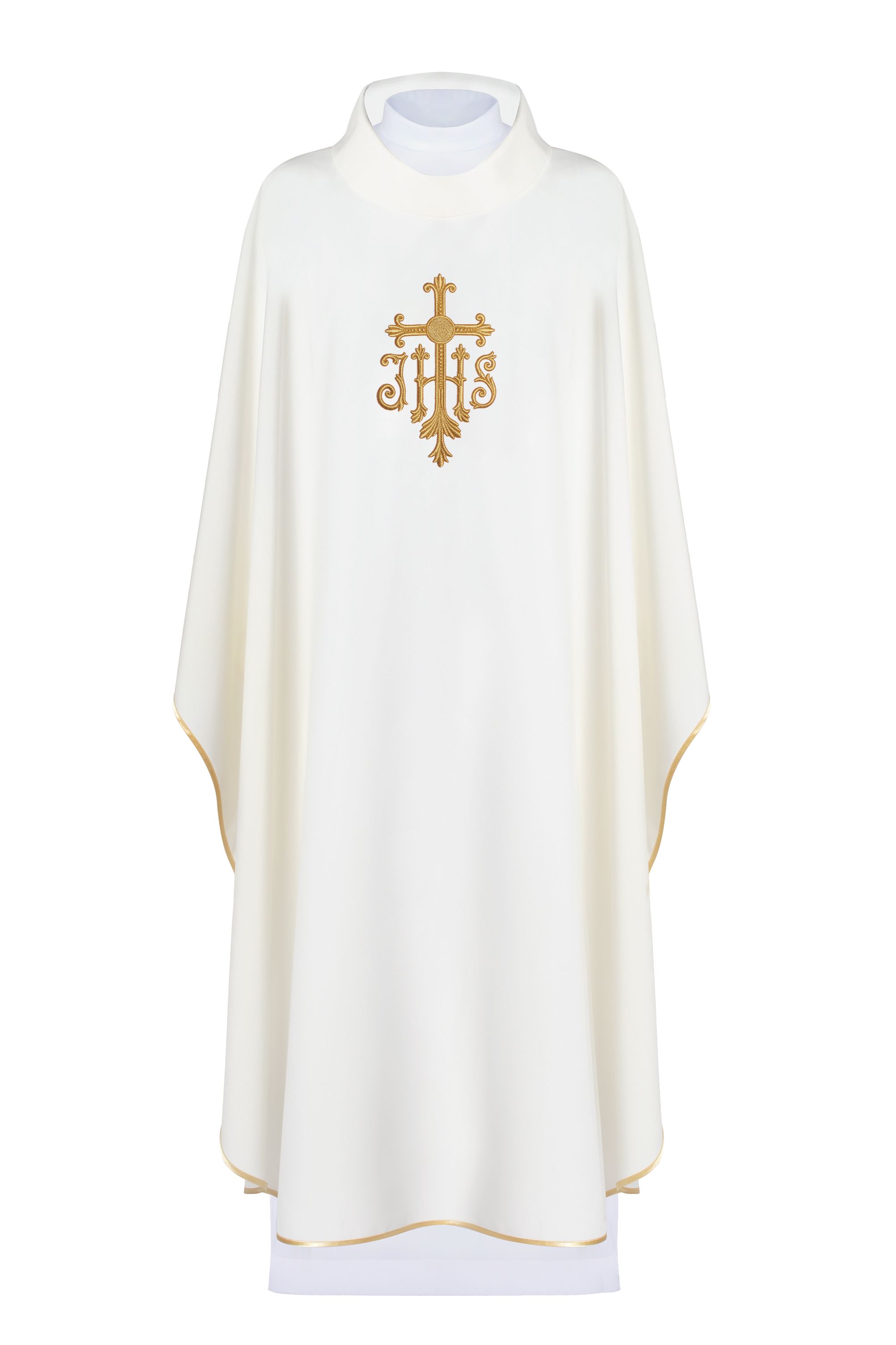 Ornat haftowany z symbolem IHS - ecru (H114) - Ornaty białe/ ecru - Nowość