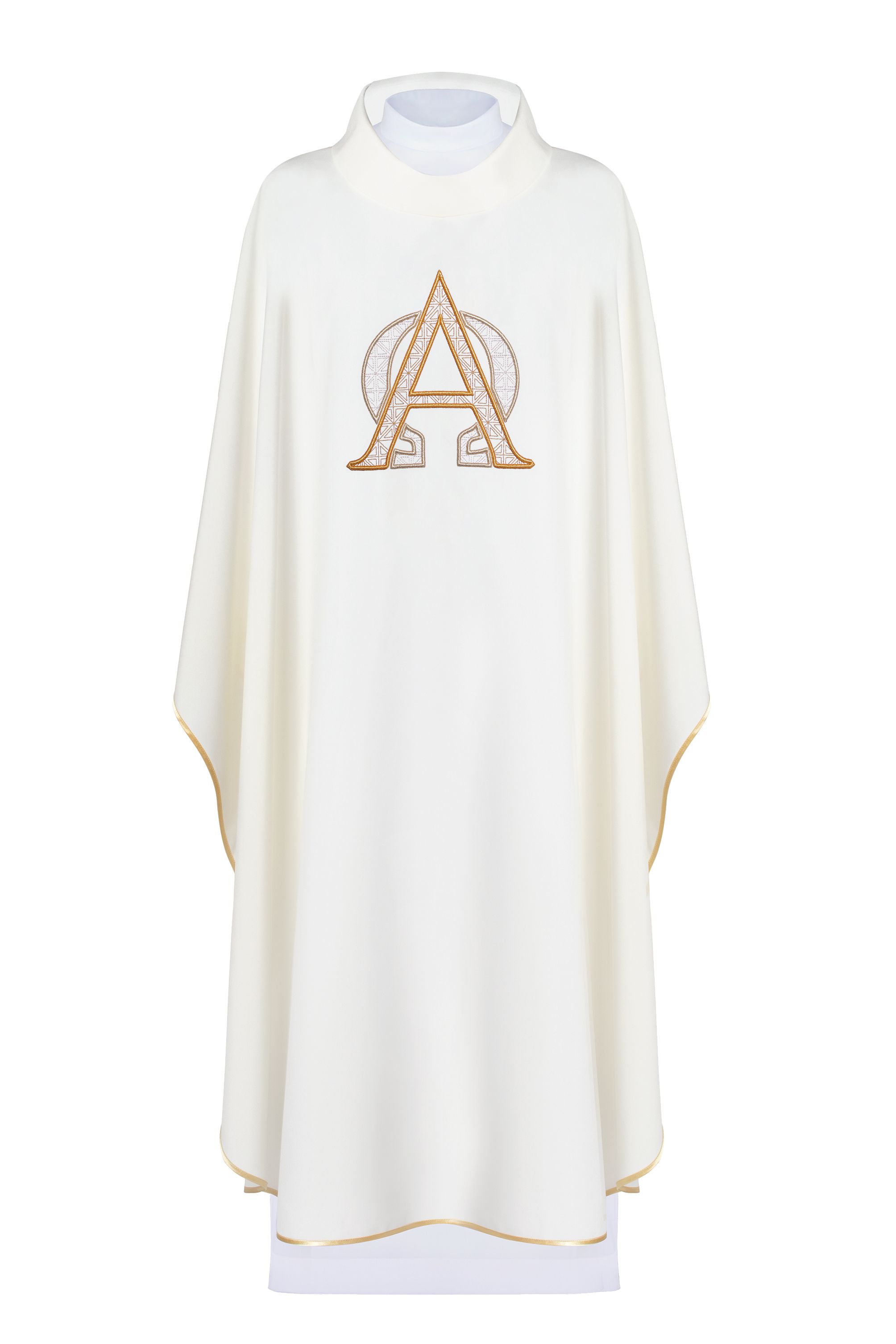 Ornat haftowany z symbolem Alfa i Omega - ecru (H130) - Ornaty białe/ ecru - Nowość