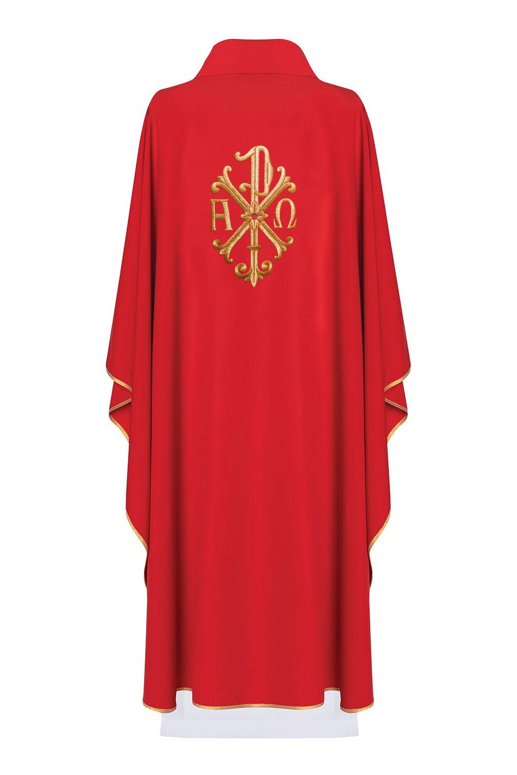 Ornat haftowany Alfa, Omega i symbol PAX - czerwony (H137) - Ornaty czerwone - zdjęcie 2 - Ornat haftowany Alfa, Omega i symbol PAX - czerwony (H137)