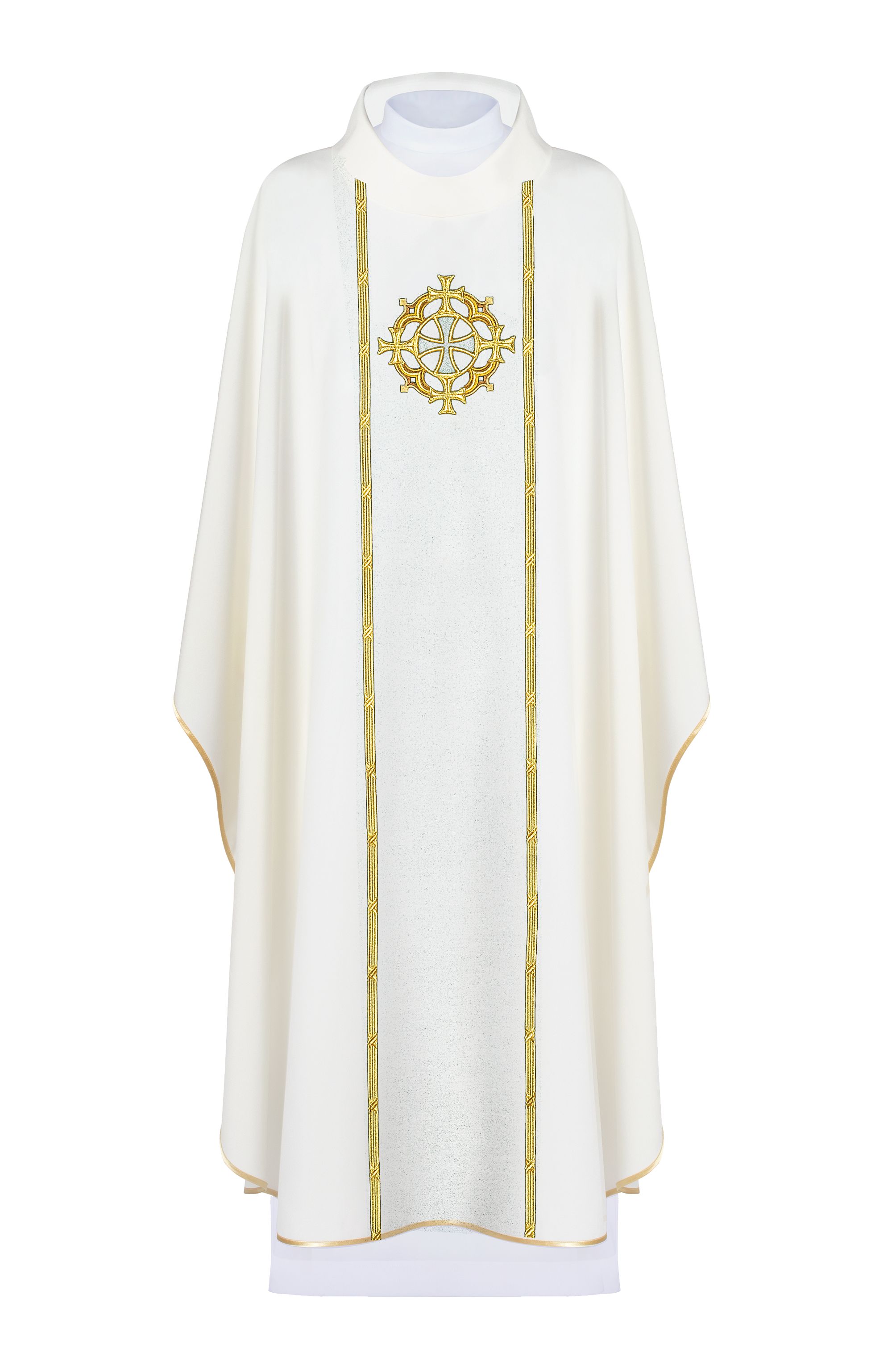 Ornat haftowany z symbolem Krzyża - ecru (H149) - Ornaty białe/ ecru - Nowość