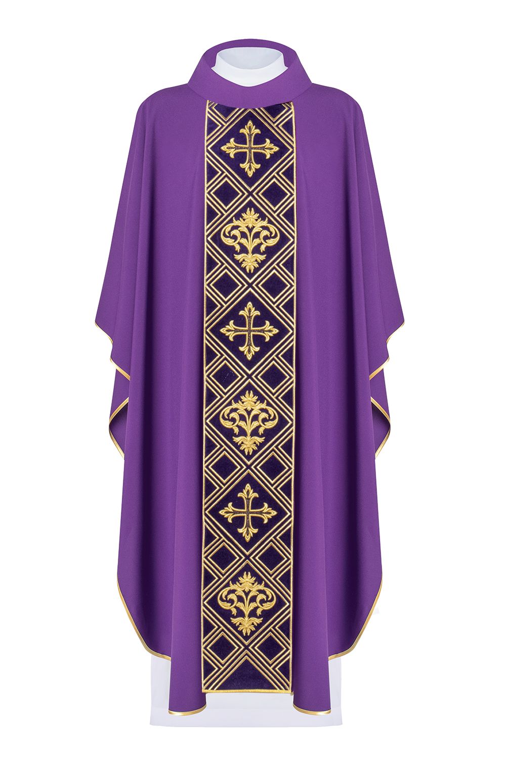 Ornat haftowany z symbolem Krzyża - fioletowy (H151) - Ornaty fioletowe - Nowość
