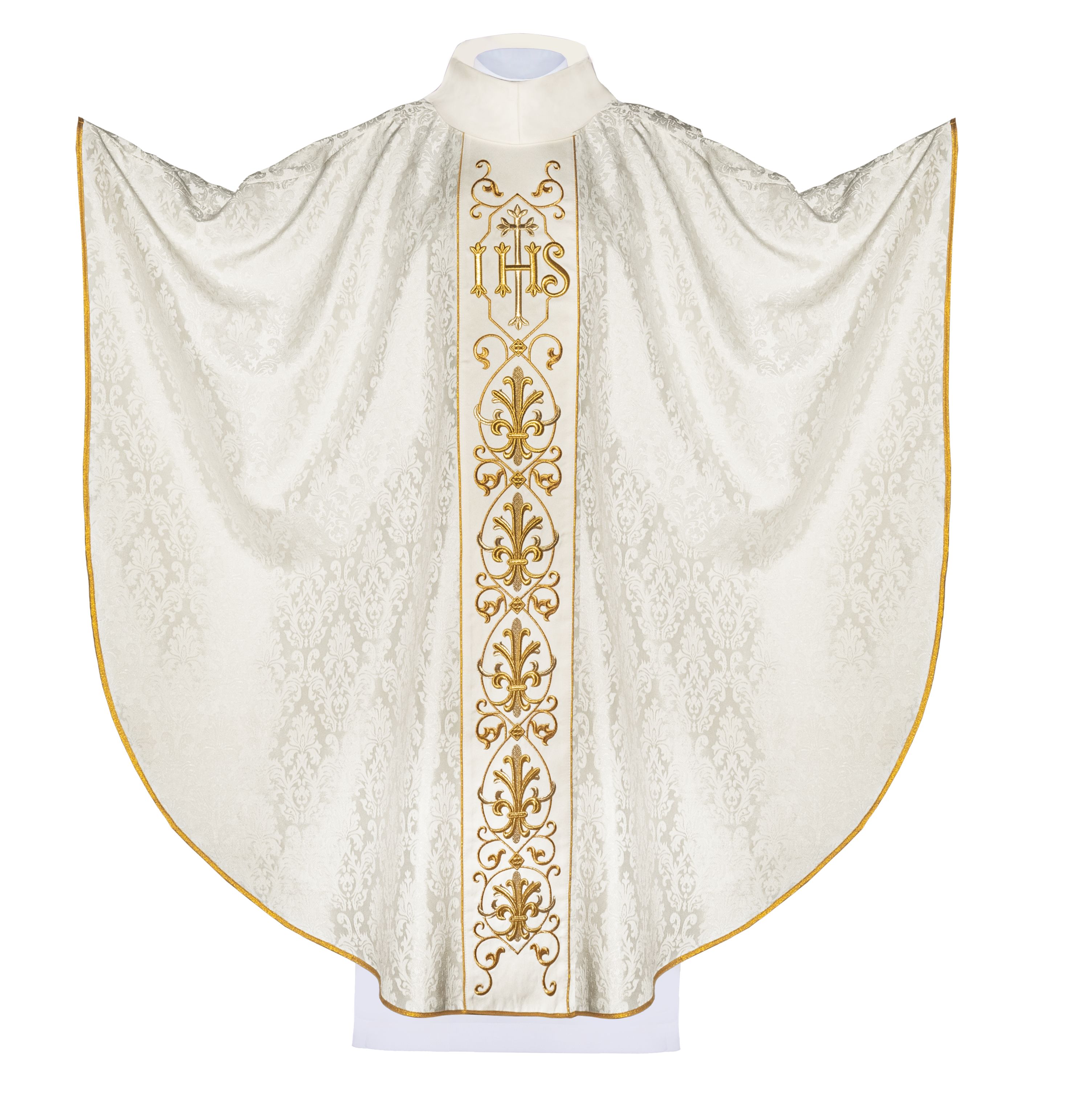 Ornat bogato haftowany IHS - ecru (H163) - Ornaty białe/ ecru - Nowość