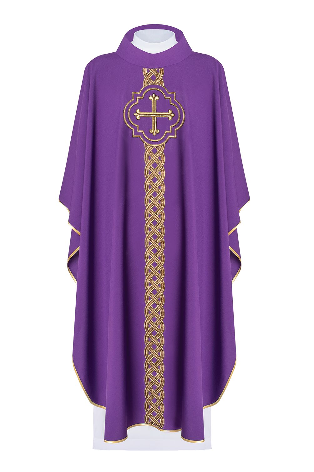Ornat haftowany Krzyż - fioletowy (H171) - ORNATY NA WIELKI POST - Nowość