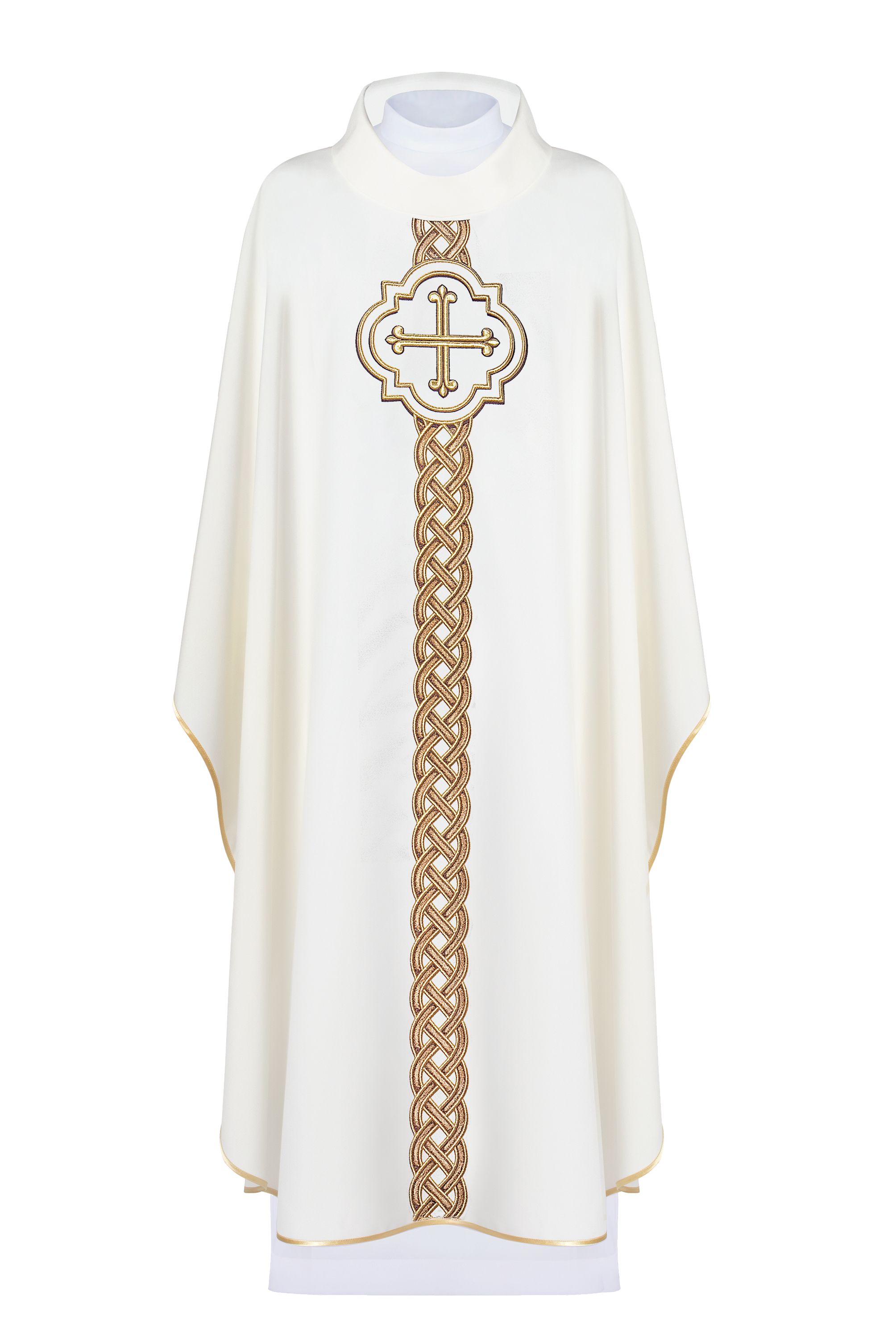 Ornat haftowany Krzyż - ecru (H173) - Ornaty białe/ ecru - Nowość