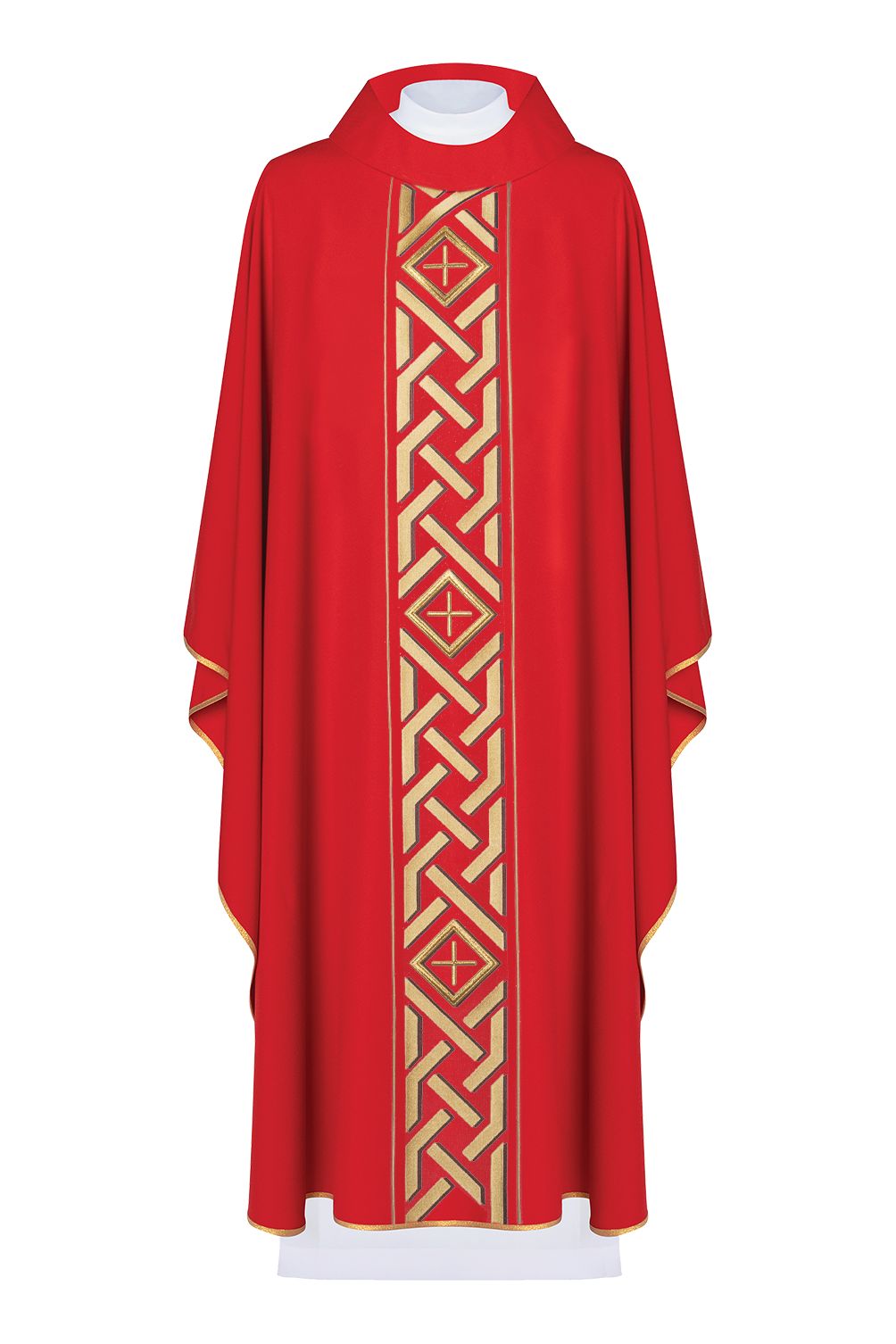 Ornat haftowany Krzyż - czerwony (H176) - Ornaty czerwone - Nowość