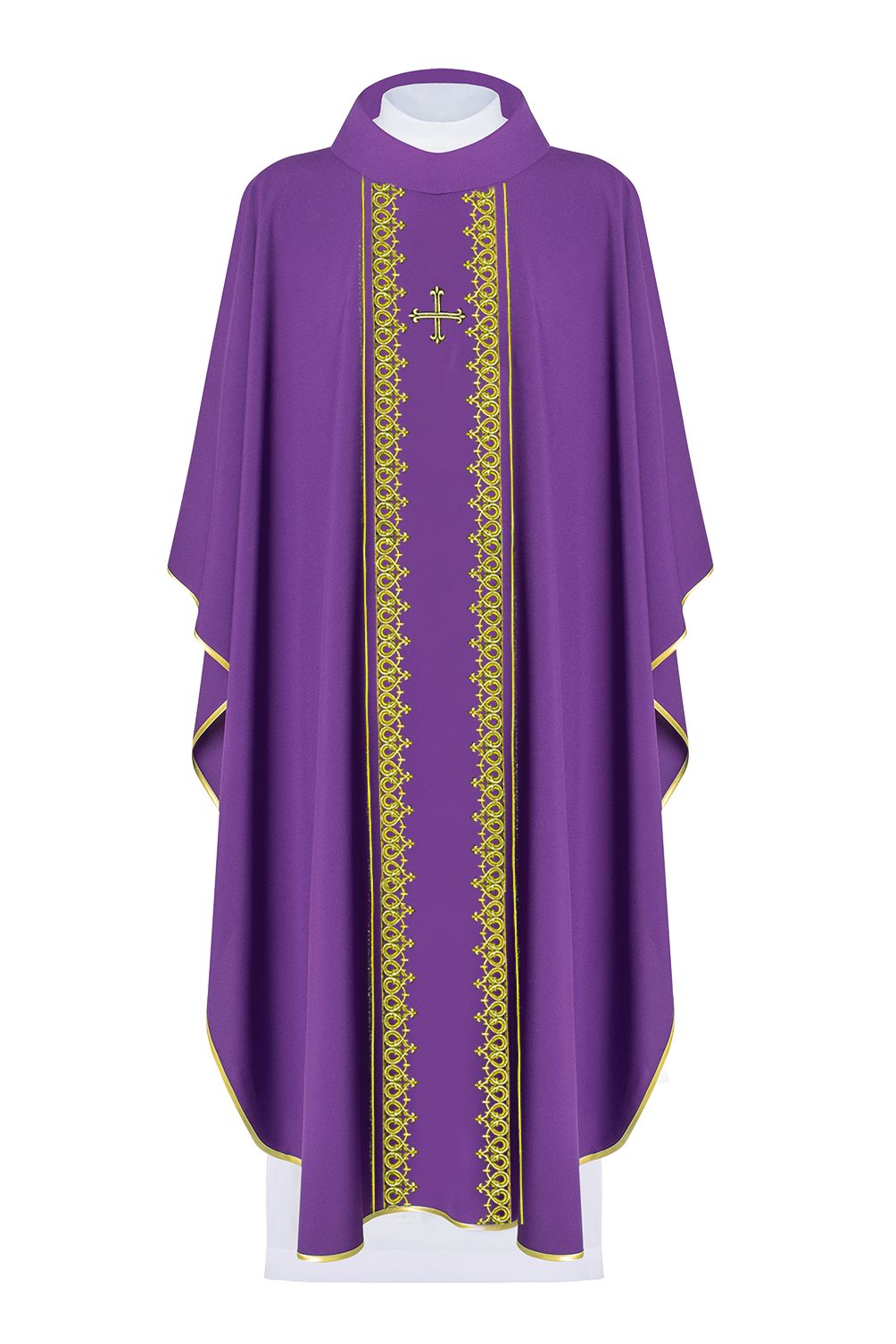 Ornat haftowany Krzyż - fioletowy (H178) - ORNATY NA WIELKI POST - Nowość
