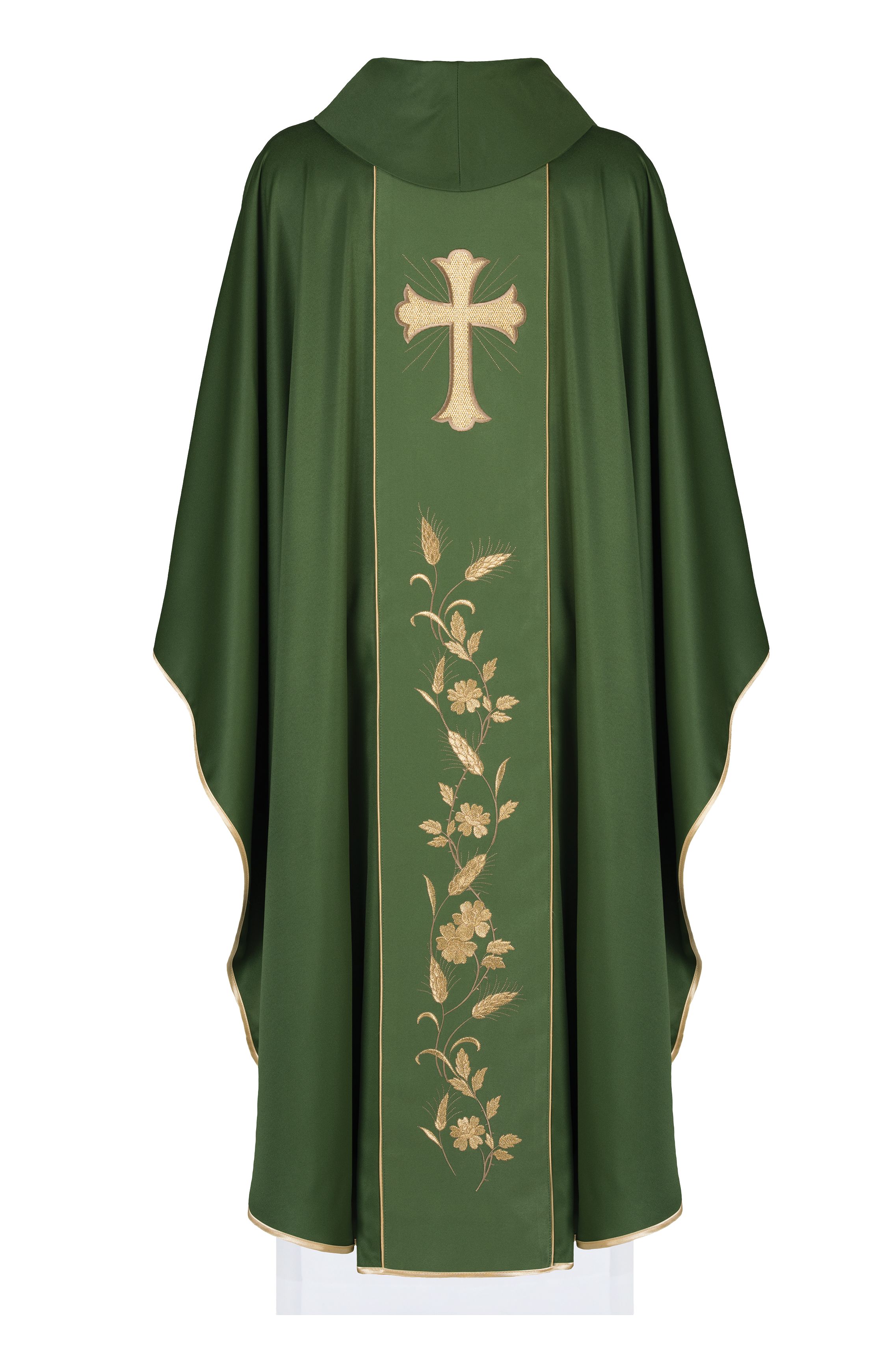 Ornat haftowany krzyż i kłosy - zielony (H183) - Ornaty zielone - zdjęcie 2 - Ornat haftowany krzyż i kłosy - zielony (H183)