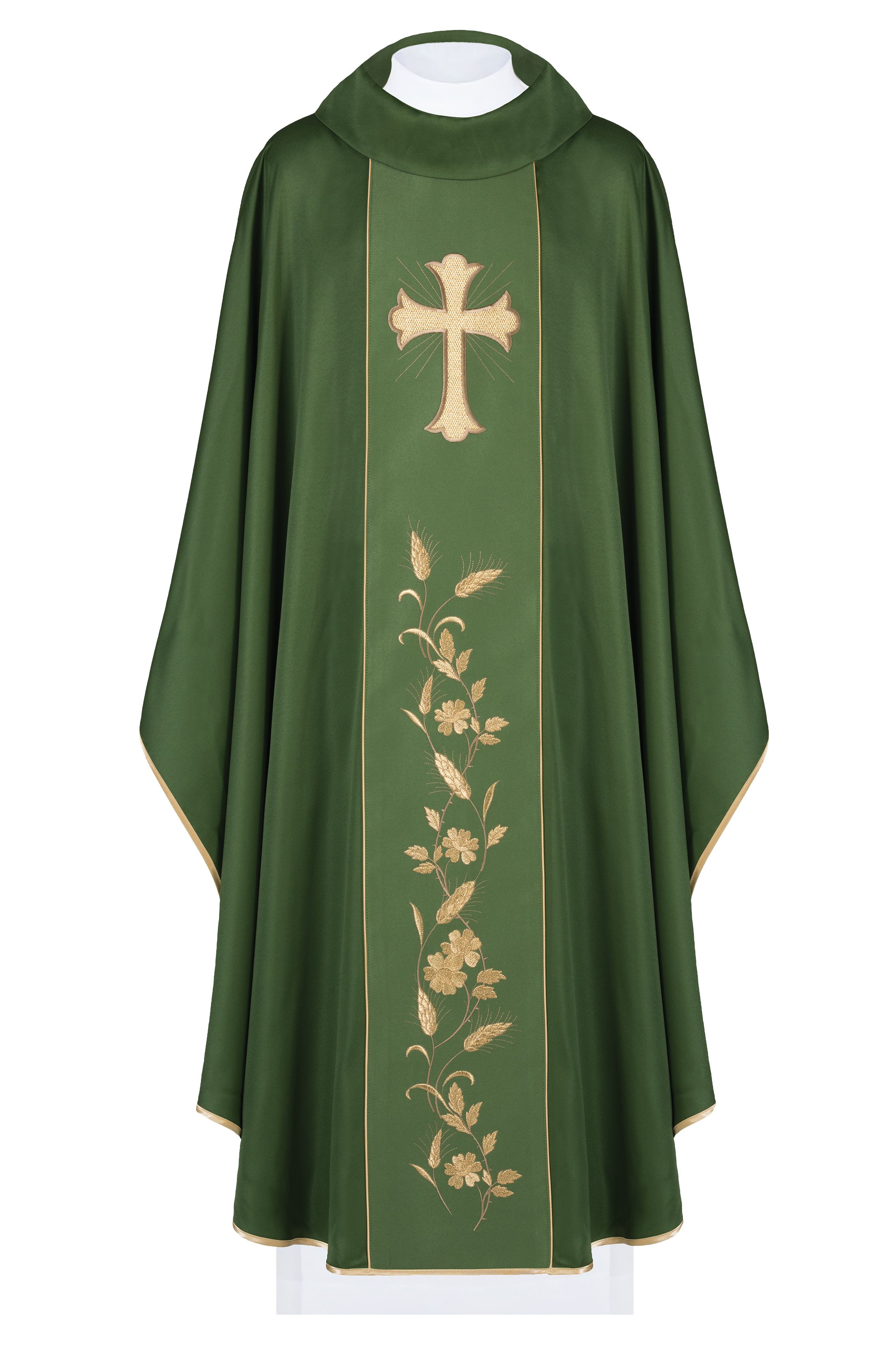 Ornat haftowany krzyż i kłosy - zielony (H183) - Ornaty zielone - Nowość