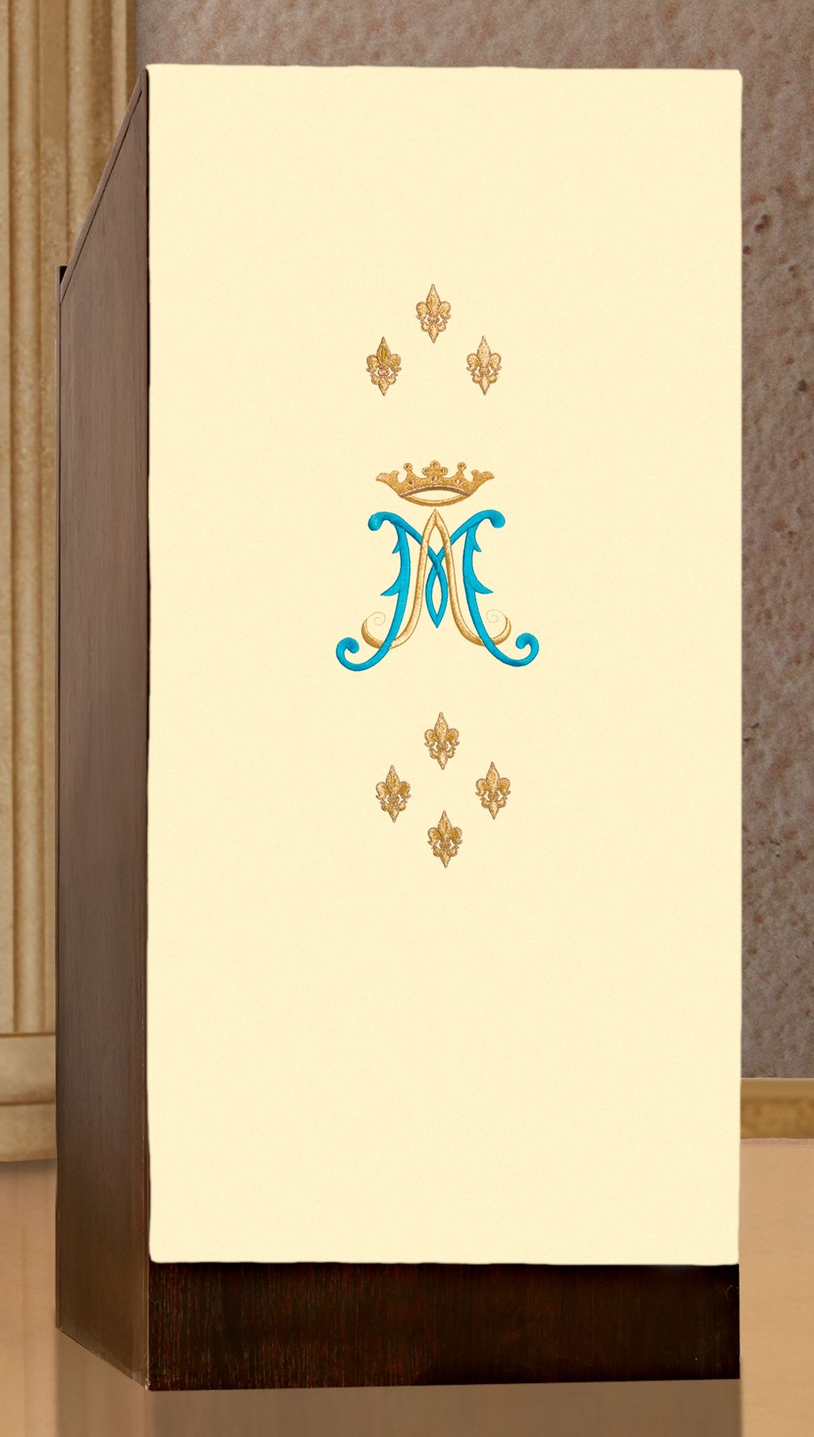 Lektorium/welon haftowany na ambonę Maryjny (H17) - LEKTORIA - zdjęcie 2 - Lektorium/welon haftowany na ambonkę Maryjny- (17)