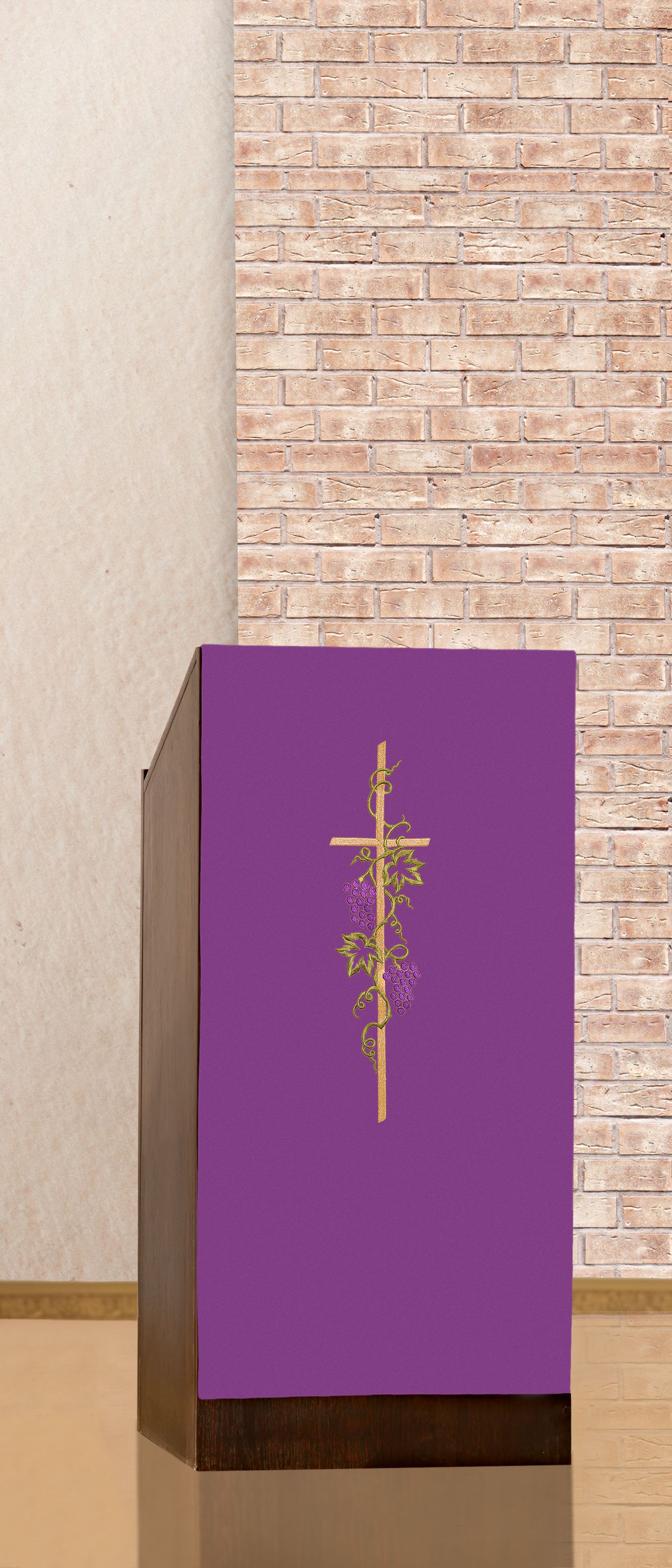 Lektorium/welon haftowany na ambonę Krzyż (H20) - LEKTORIA - zdjęcie 3 - Lektorium/welon haftowany na ambonę Krzyż (H20)