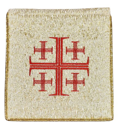 Bursa do chorych haftowana, wzór krzyż jerozolimski (38) - BURSY, ZESTAWY DO CHORYCH - Nowość