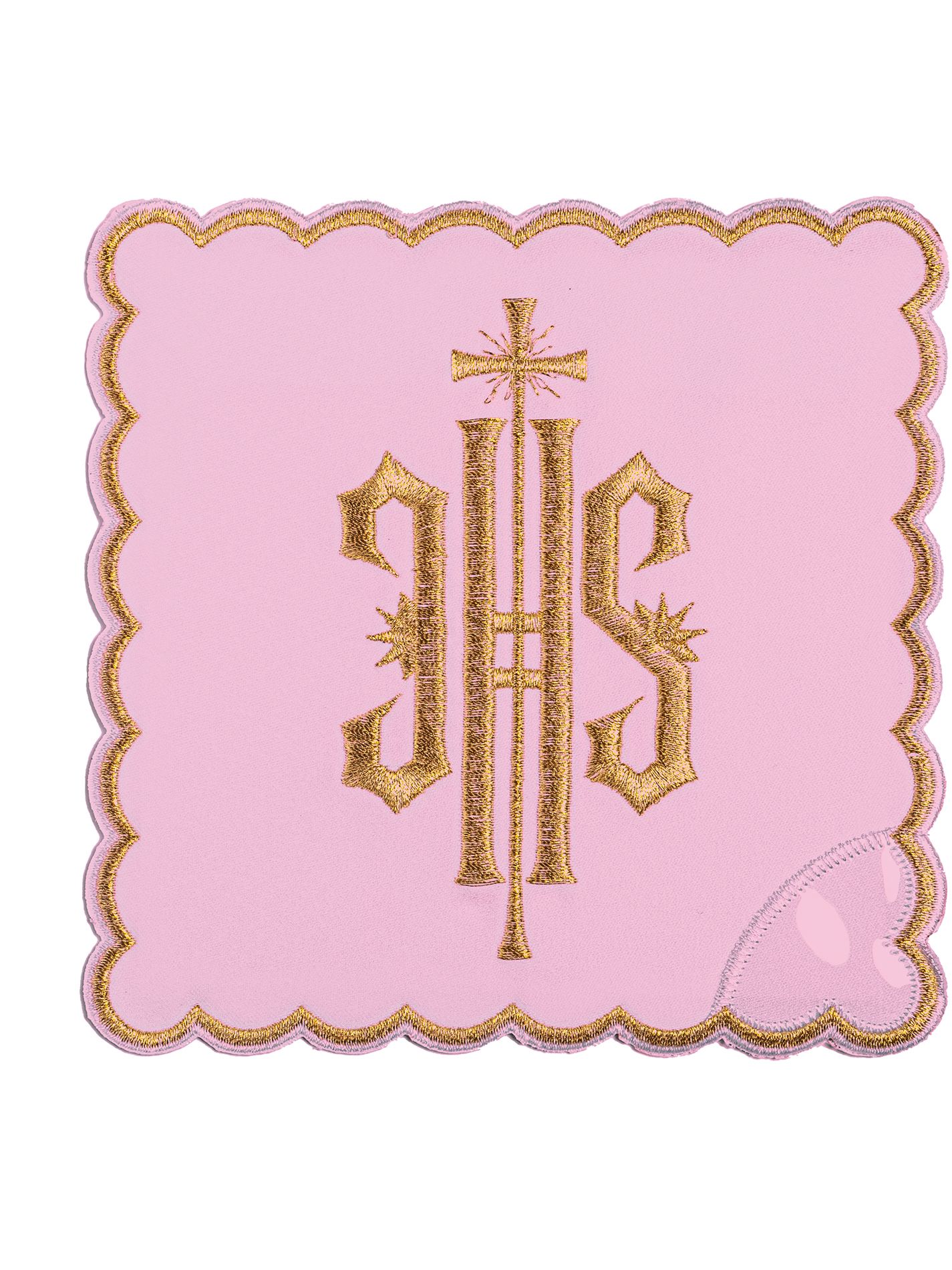 Bielizna kielichowa różowa haftowana IHS (30H) - BIELIZNA KIELICHOWA - zdjęcie 2 - Bielizna kielichowa różowa haftowana IHS (30H)