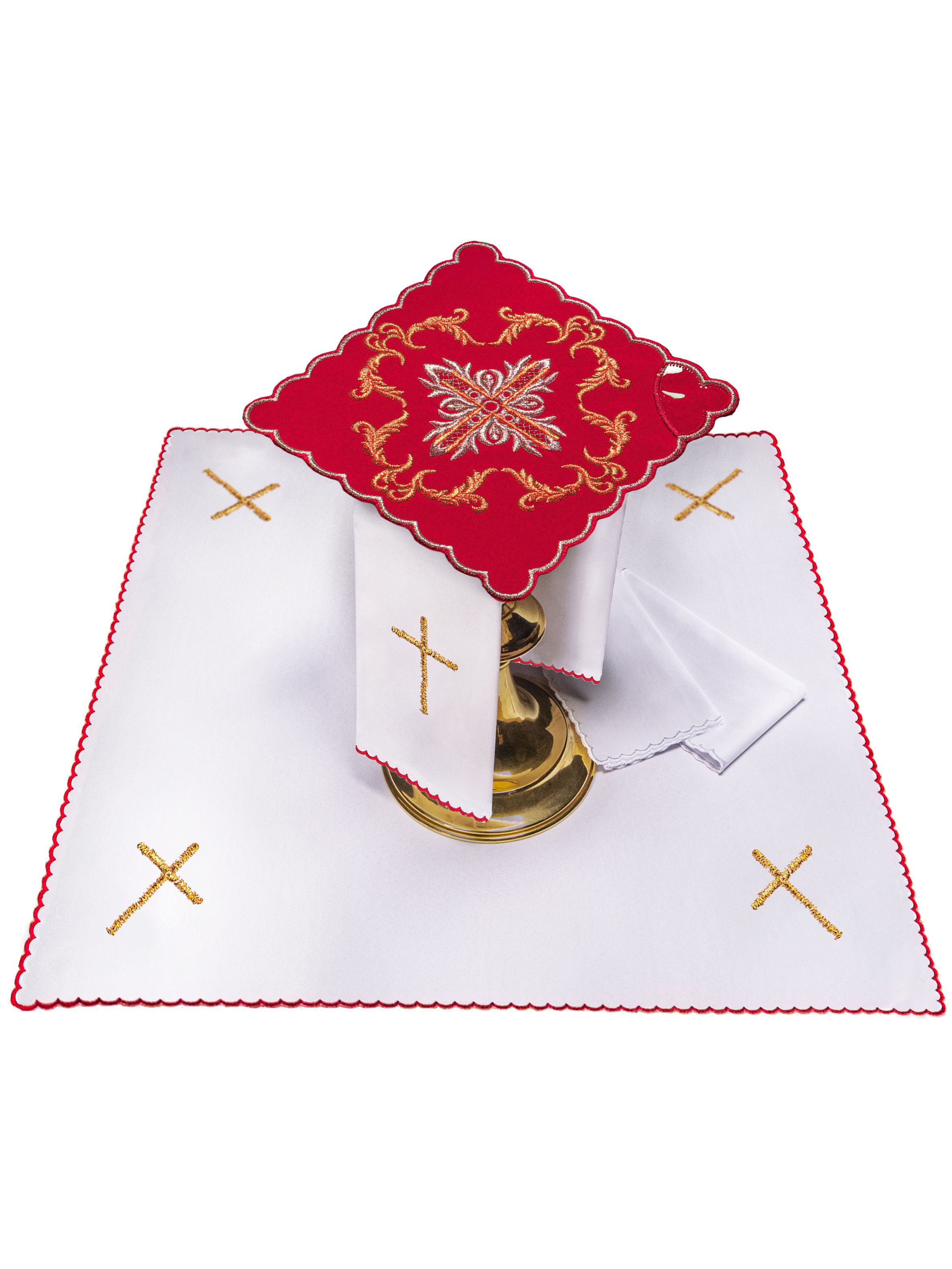 Bielizna kielichowa haftowana krzyż (46H) - bawełna poliester - Nowość