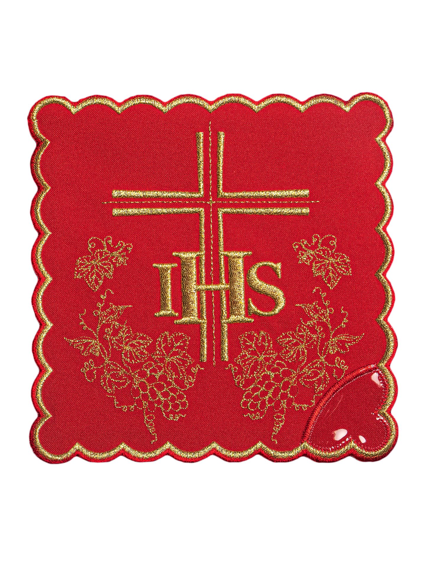 Bielizna kielichowa haftowana IHS + krzyż (51H) - bawełna poliester - zdjęcie 2 - Bielizna kielichowa haftowana IHS + krzyż (51H)