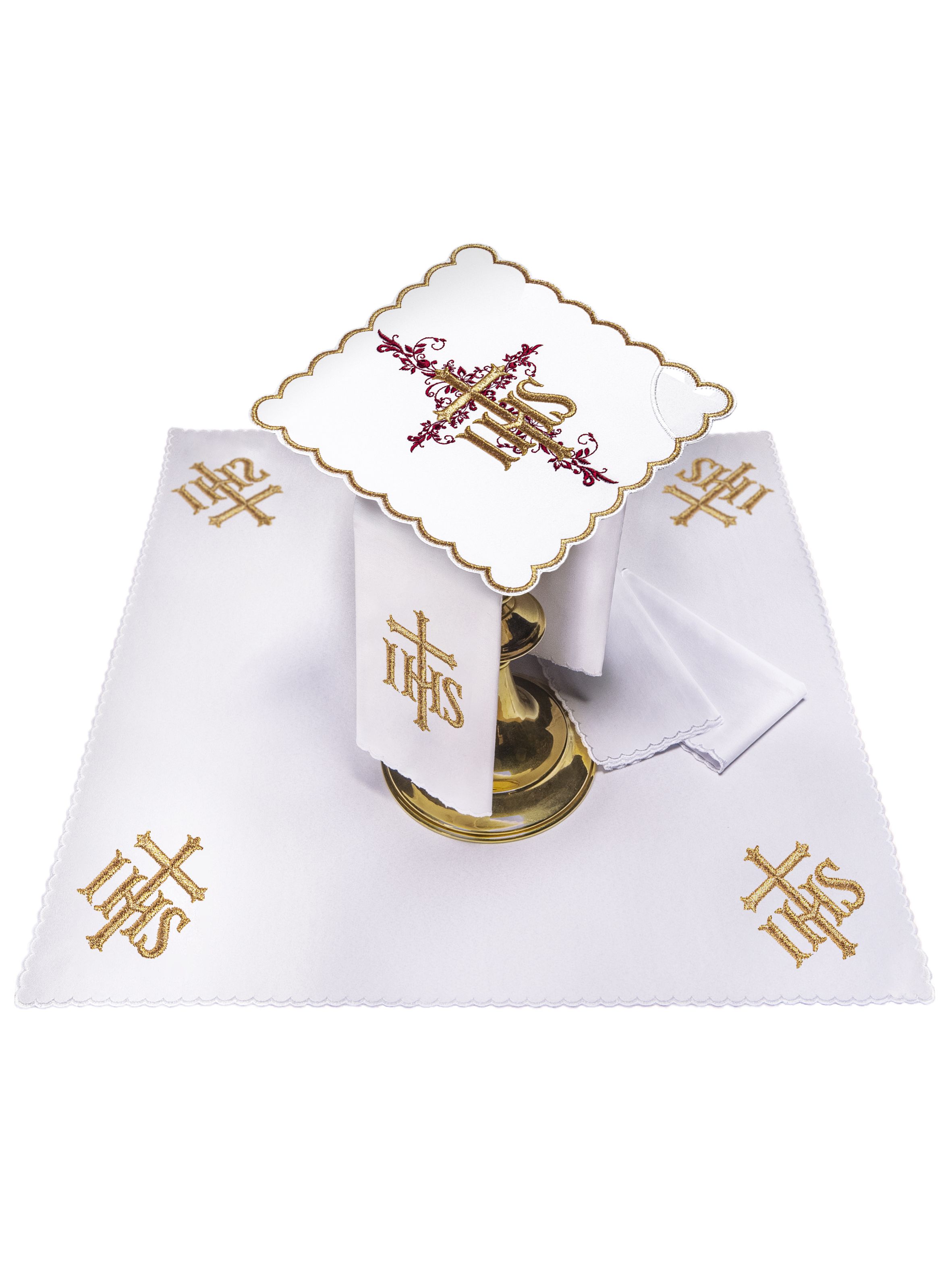 Bielizna kielichowa haftowana IHS (61H) - bawełna poliester - Nowość