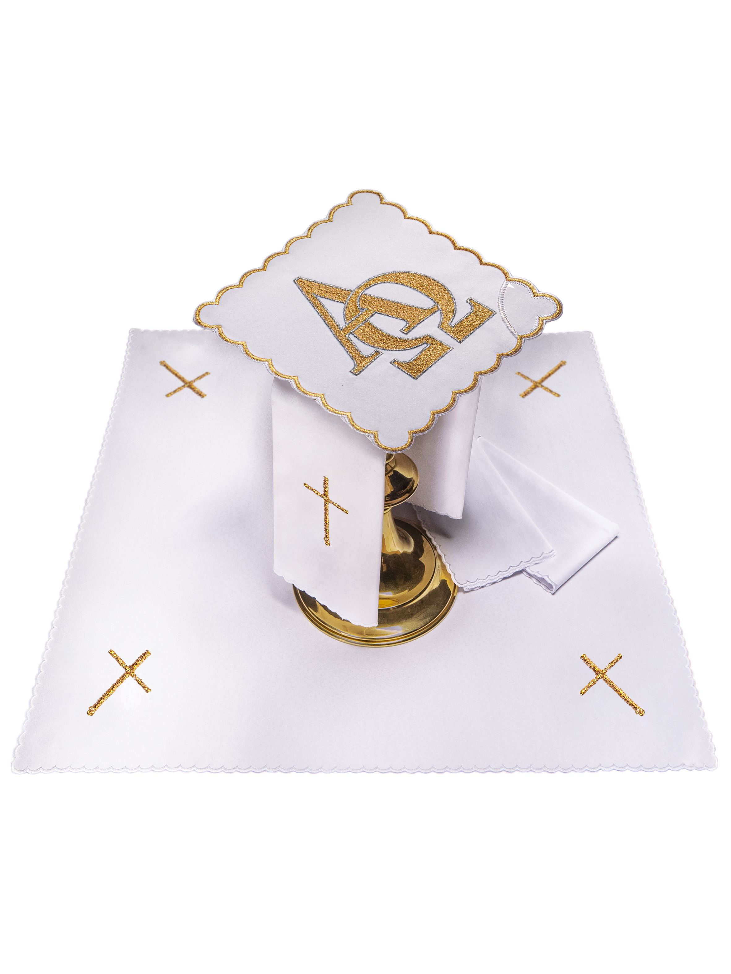 Bielizna kielichowa haftowana Alfa i Omega (64H) - BIELIZNA KIELICHOWA - Nowość