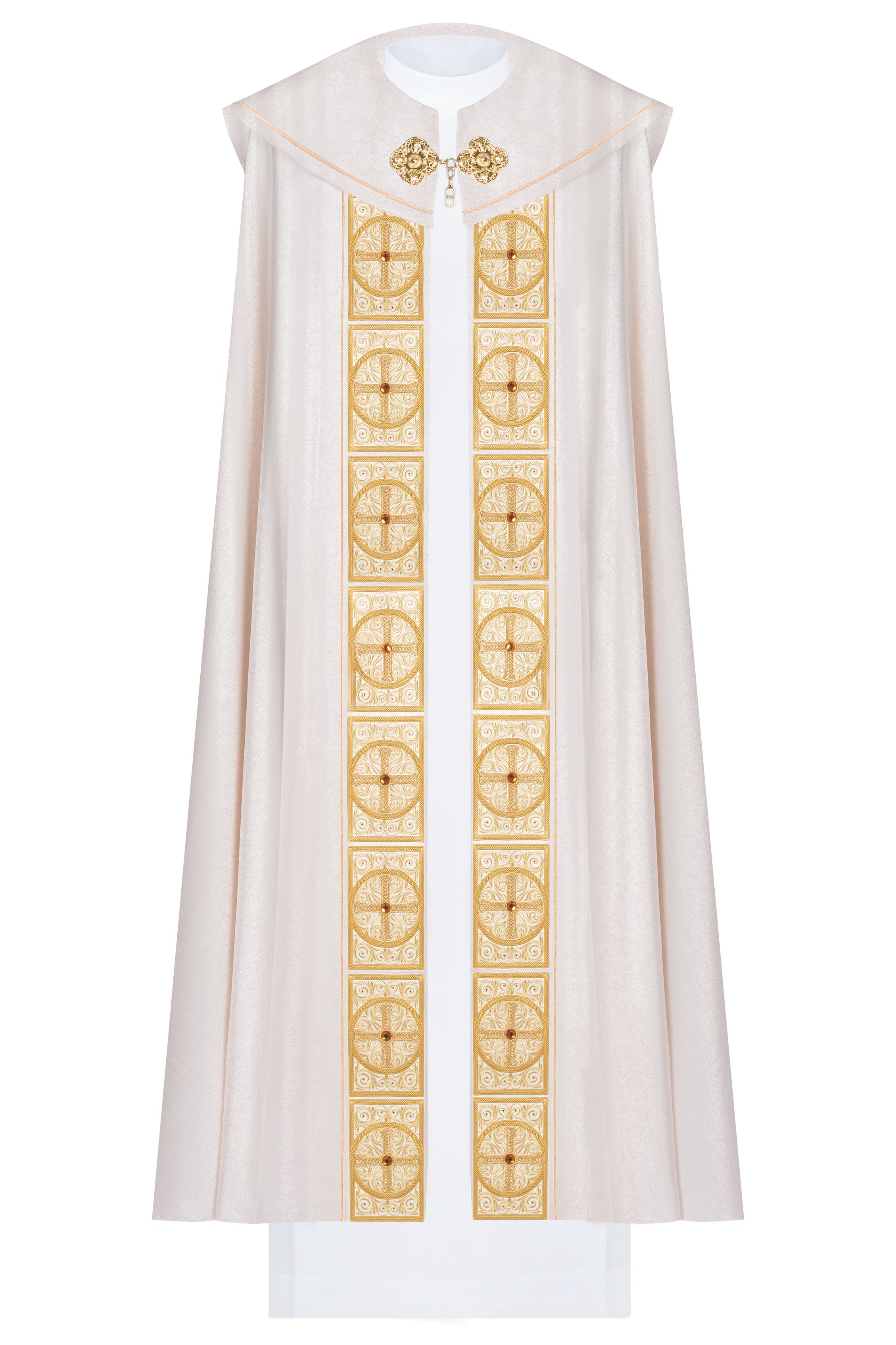 Kapa haftowana, bogato haftowana - ecru (3H) - KAPY LITURGICZNE - Nowość