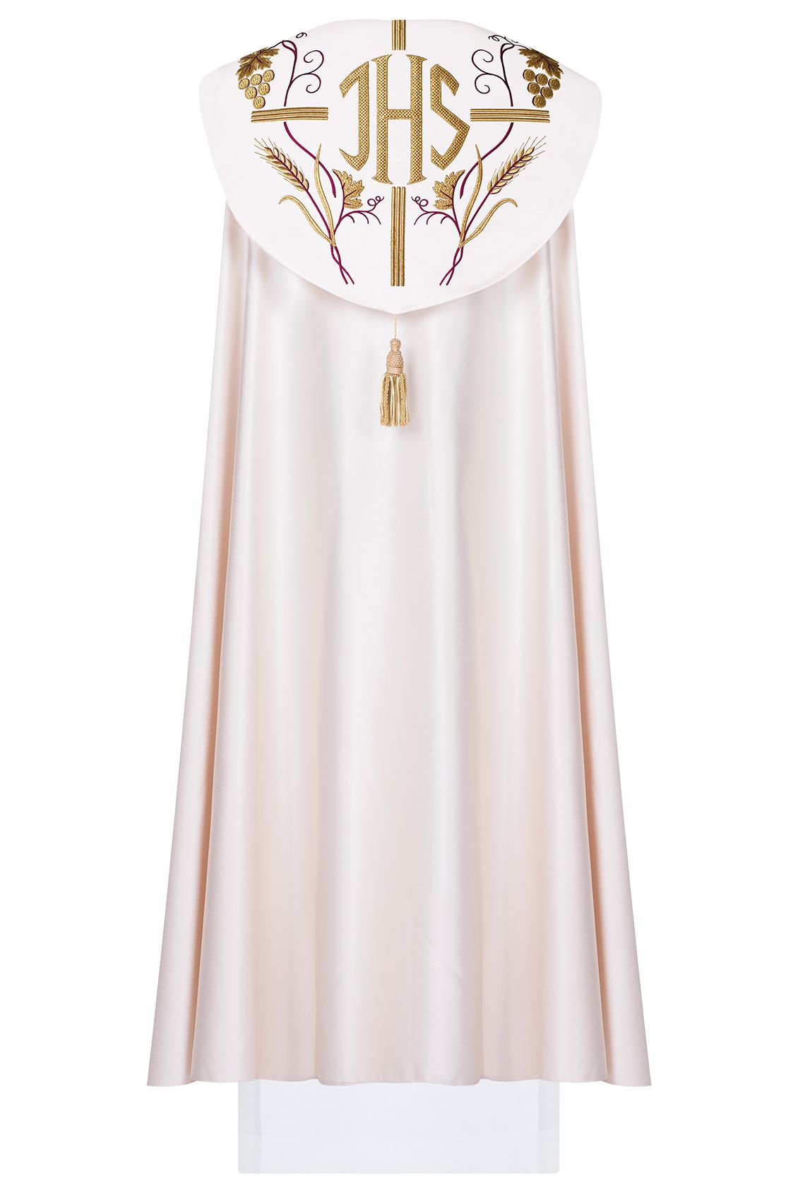 Kapa haftowana, IHS + winogrona - ecru (4H) - KAPY LITURGICZNE - zdjęcie 2 - Kapa haftowana, IHS + winogrona - ecru (4H)