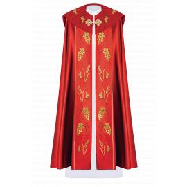 Kapa haftowana, IHS + winogrona - czerwona (5H) - KAPY LITURGICZNE - zdjęcie 2 - Kapa haftowana, IHS + winogrona - czerwona (5H)