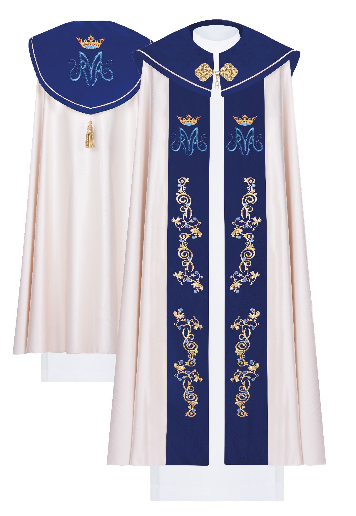 Kapa maryjna, haftowana na aksamicie (15H) - KAPY LITURGICZNE