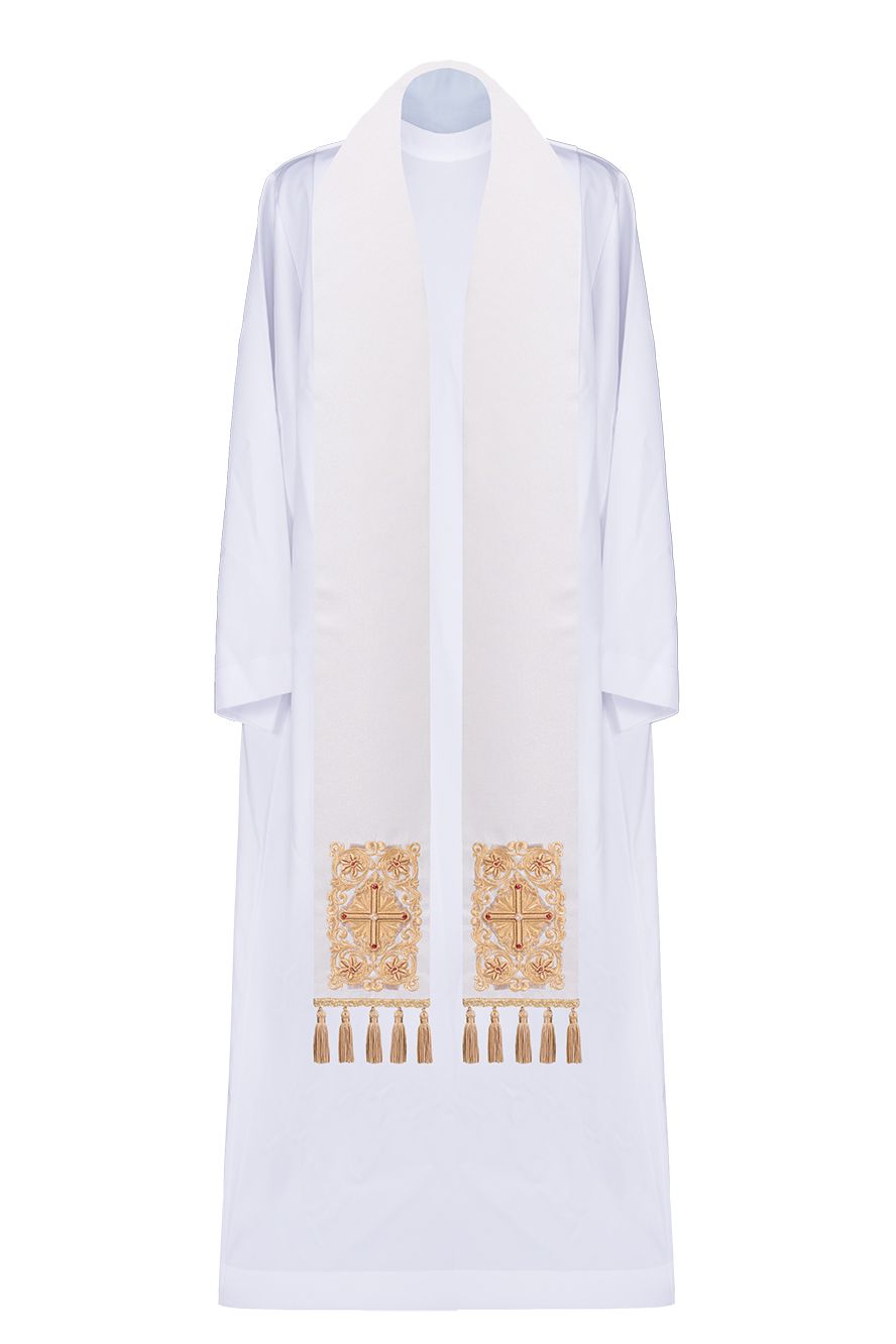 Stuła haftowana zdobiona chwostami (2H) - EUCHARYSTYCZNE - Nowość