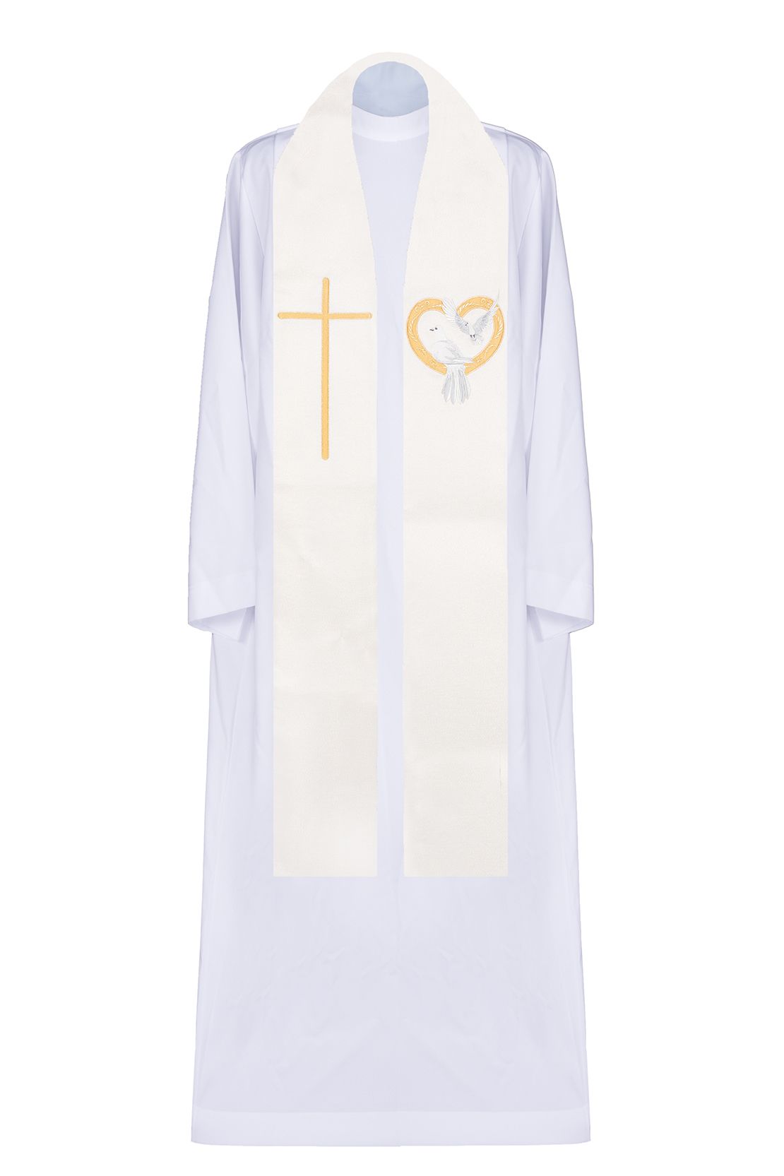 Stuła haftowana ślubna, ecru (21H) - Z POSTACIAMI - Nowość