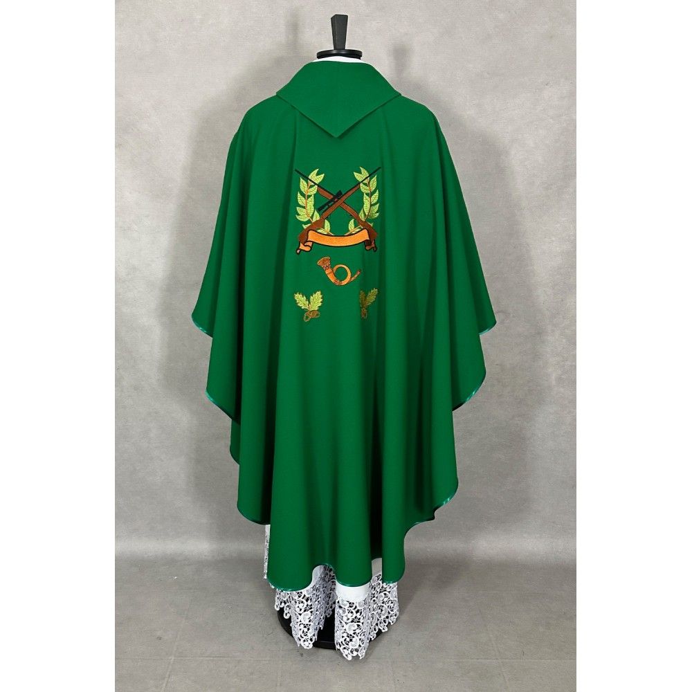 Ornat haftowany zielony Święty Hubert - SZATY LITURGICZNE - zdjęcie 3 - Ornat haftowany zielony Święty Hubert