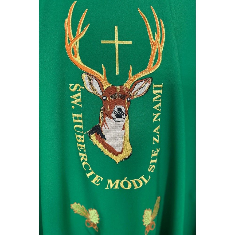 Ornat haftowany zielony Święty Hubert - SZATY LITURGICZNE - zdjęcie 2 - Ornat haftowany zielony Święty Hubert