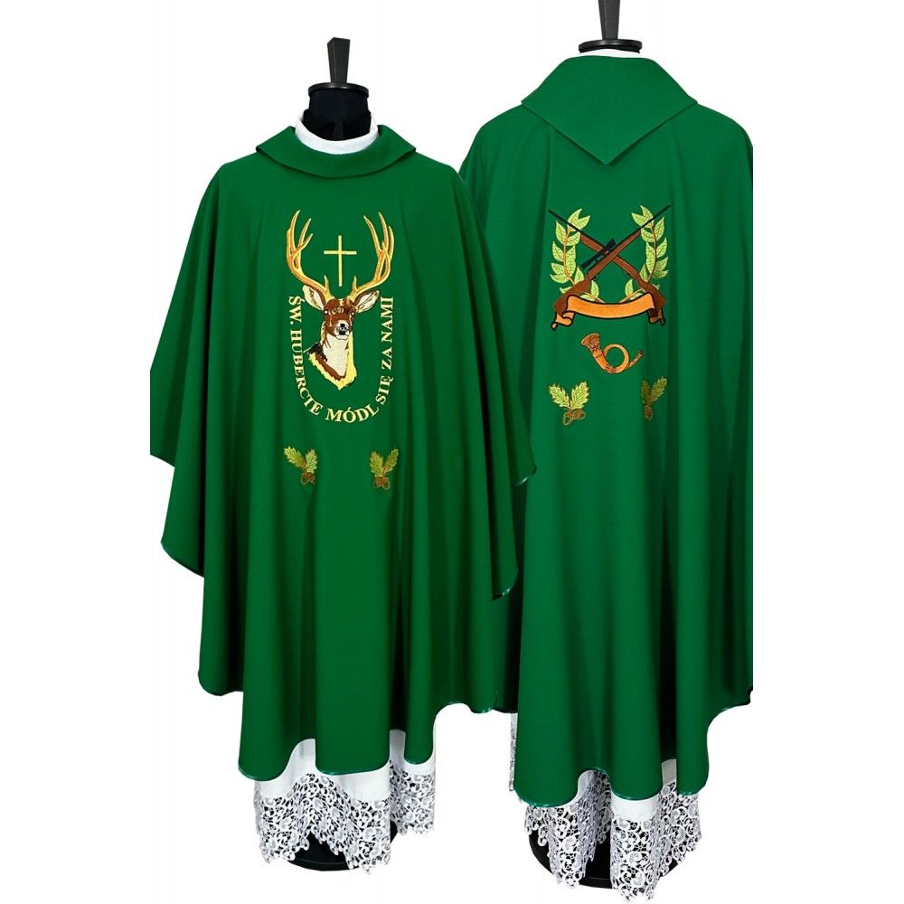 Ornat haftowany zielony Święty Hubert - SZATY LITURGICZNE - Nowość