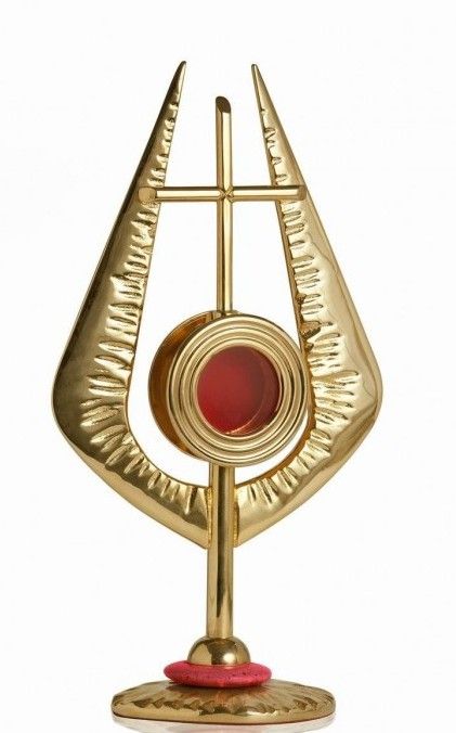 Relikwiarz mosiężny, złocony 22 cm - (3S) - RELIKWIARZE - Nowość