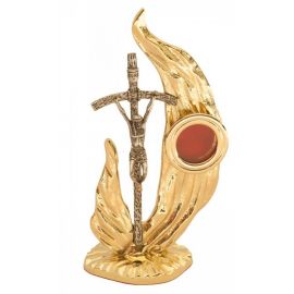 Relikwiarz mosiężny, złocony 22 cm - papieski (8S) - RELIKWIARZE