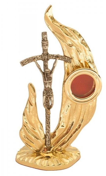 Relikwiarz mosiężny, złocony 22 cm - papieski (8S) - RELIKWIARZE - Nowość