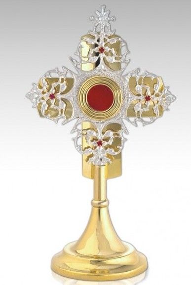 Relikwiarz mosiężny, złocony 33 cm - wersja srebrzona (12S) - RELIKWIARZE - Nowość