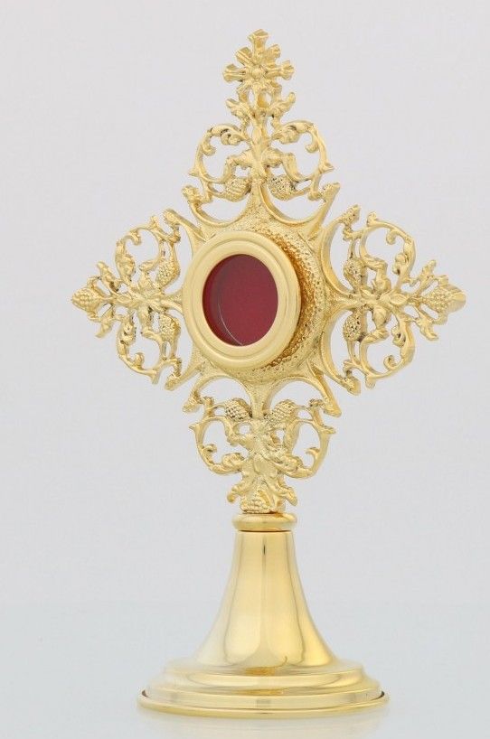 Relikwiarz mosiężny, złocony mini  16 cm - (12S) - RELIKWIARZE - Nowość