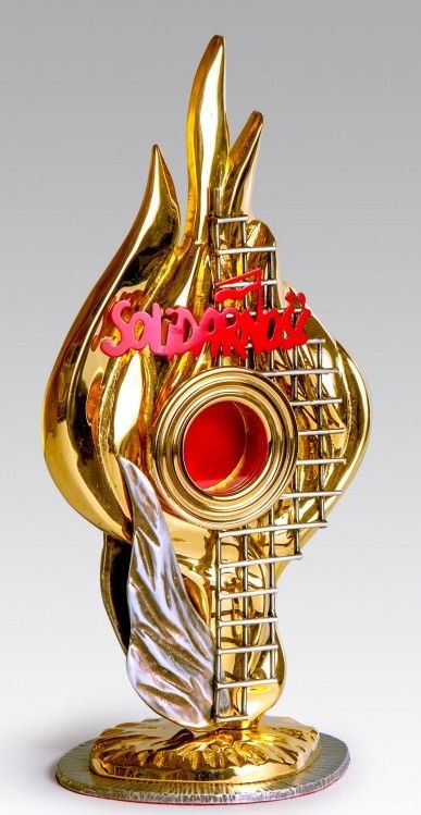 Relikwiarz mosiężny, złocony Solidarność 24 cm - (20S) - RELIKWIARZE - Nowość