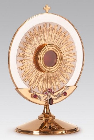 Relikwiarz mosiężny złocony wysokość 25 cm (24S) - RELIKWIARZE - Nowość